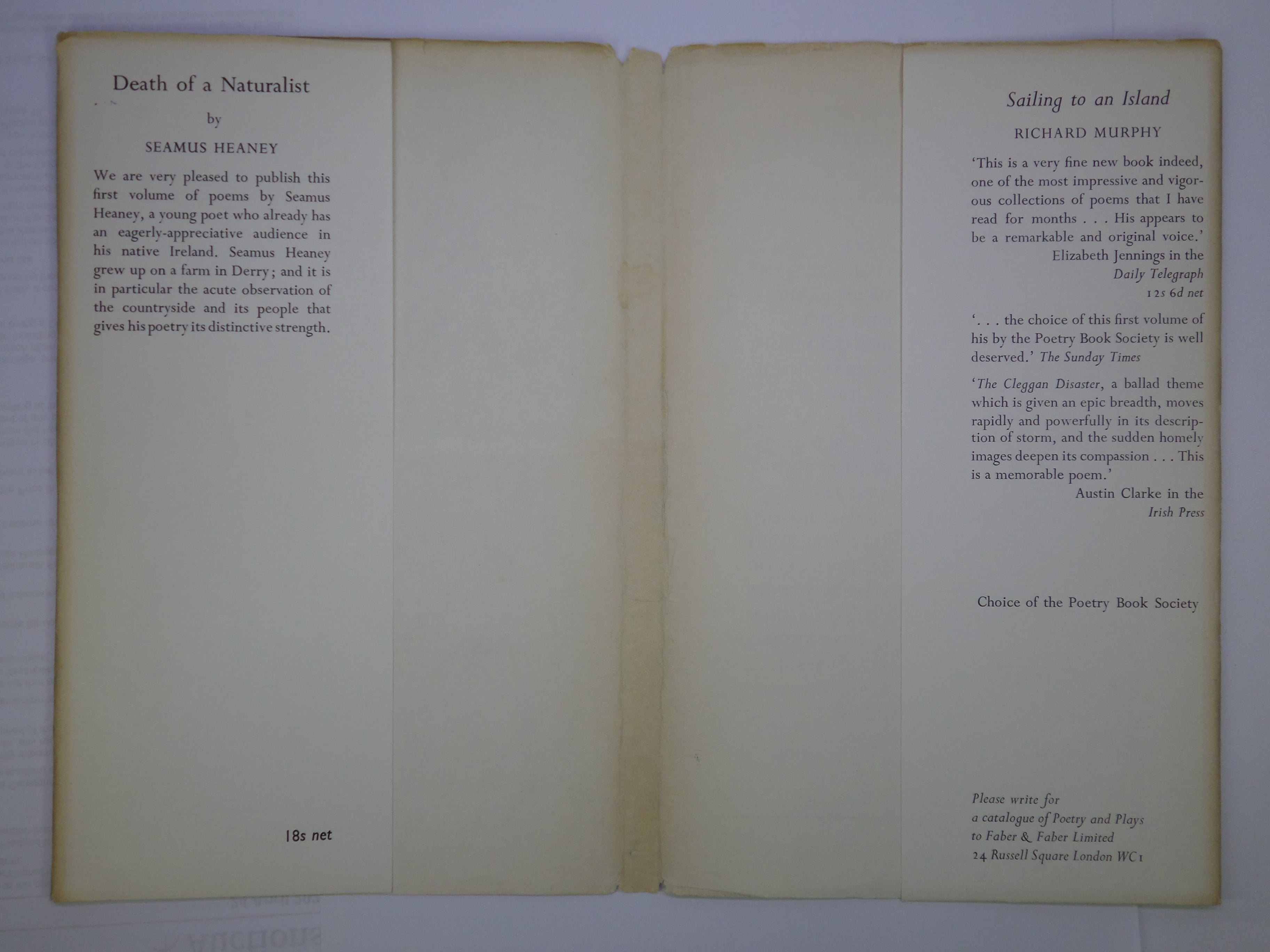 DEATH OF A NATURALIST BY SEAMUS HEANEY 1966 FIRST EDITION