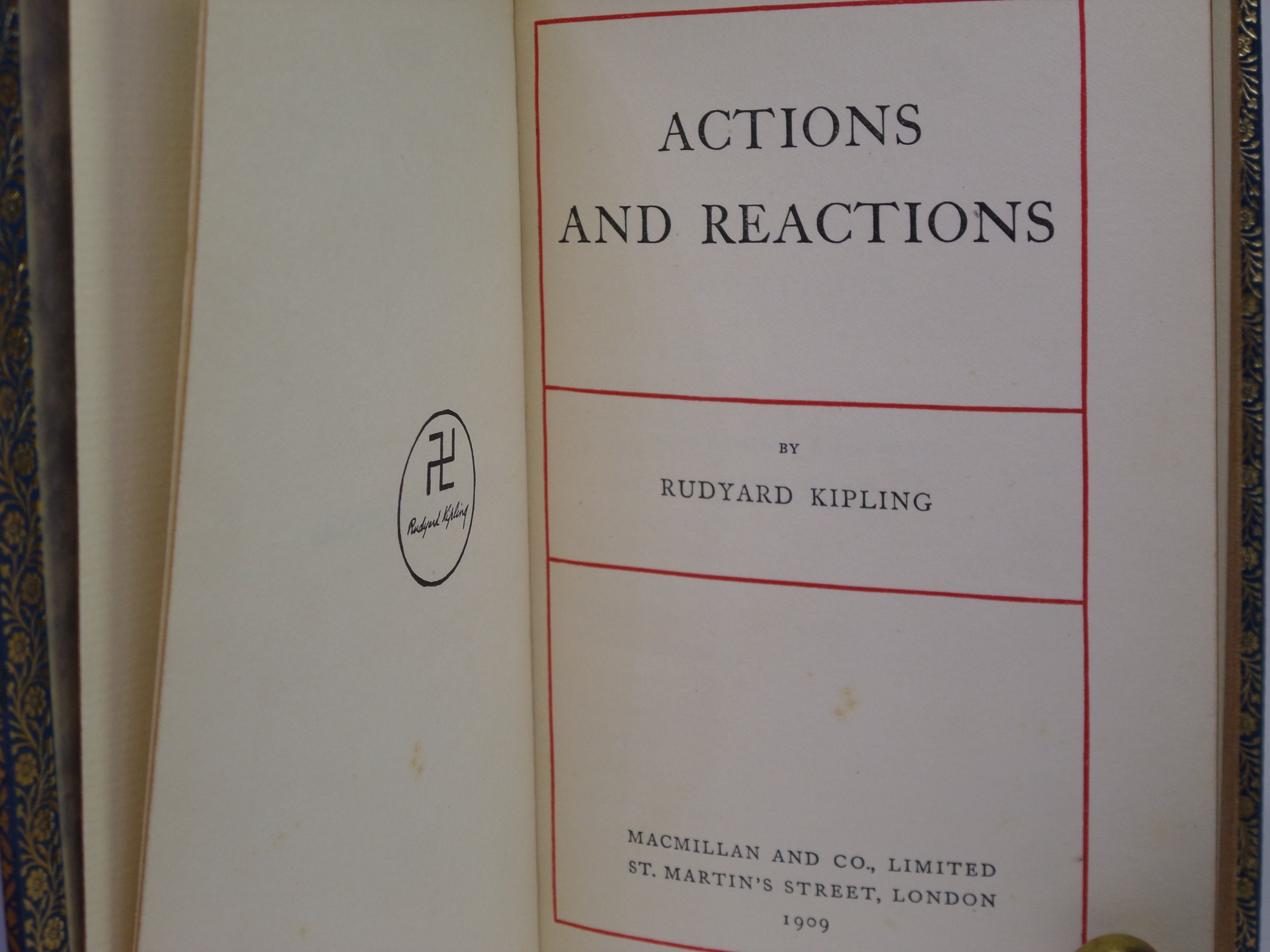 ACTIONS AND REACTIONS BY RUDYARD KIPLING 1909 BAYNTUN BINDING