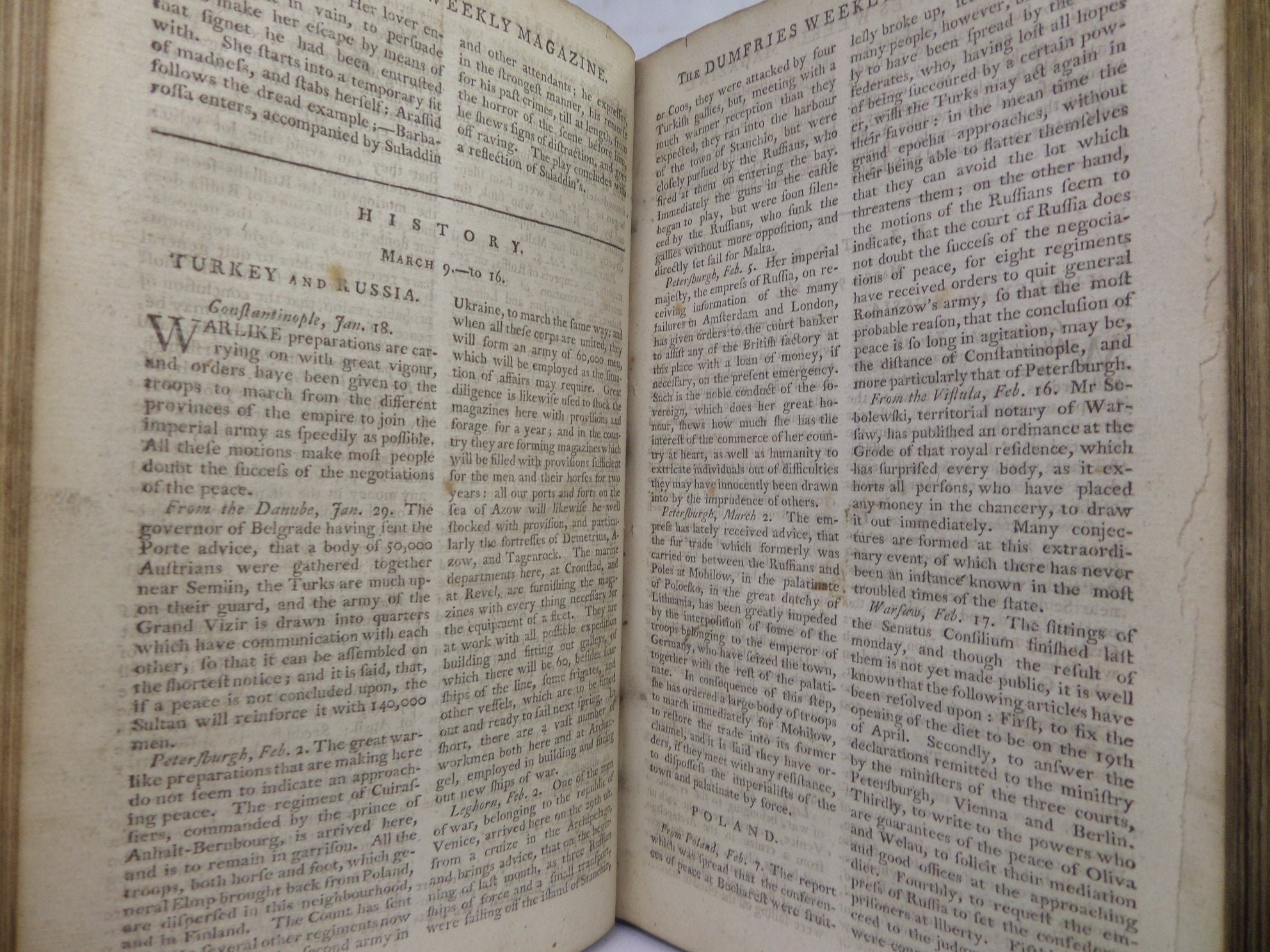 THE DUMFRIES WEEKLY MAGAZINE VOLUME ONE 1773 LEATHER BINDING
