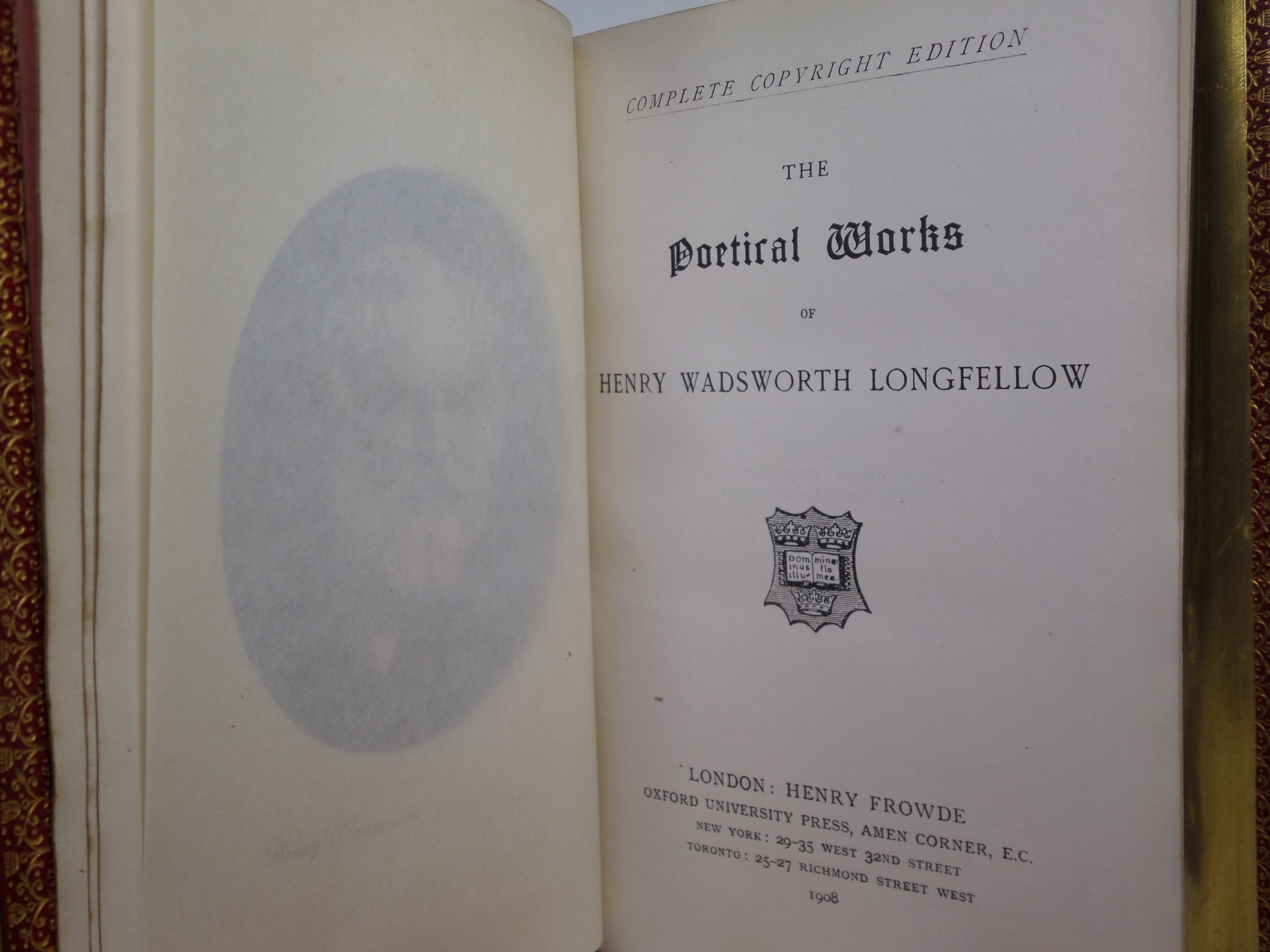 THE POETICAL WORKS OF HENRY WADSWORTH LONGFELLOW 1908 ARTS & CRAFTS BINDING