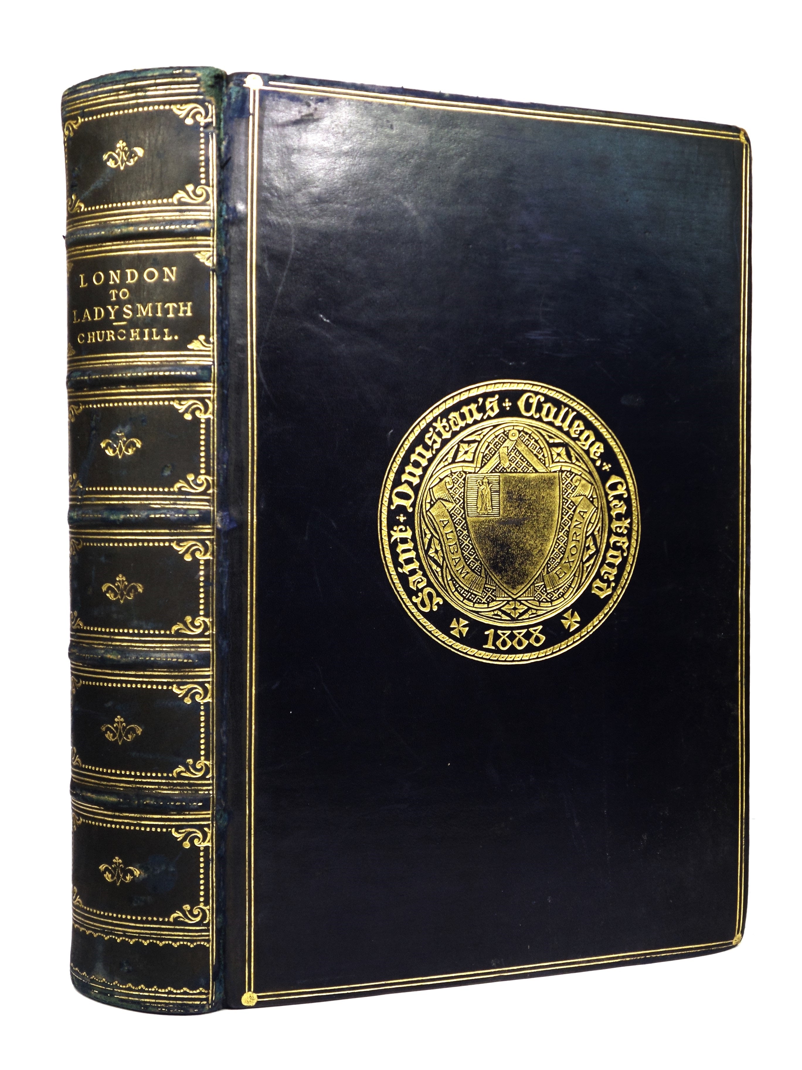 LONDON TO LADYSMITH VIA PRETORIA BY WINSTON SPENCER CHURCHILL 1900 FIRST EDITION LEATHER BOUND BY BICKERS