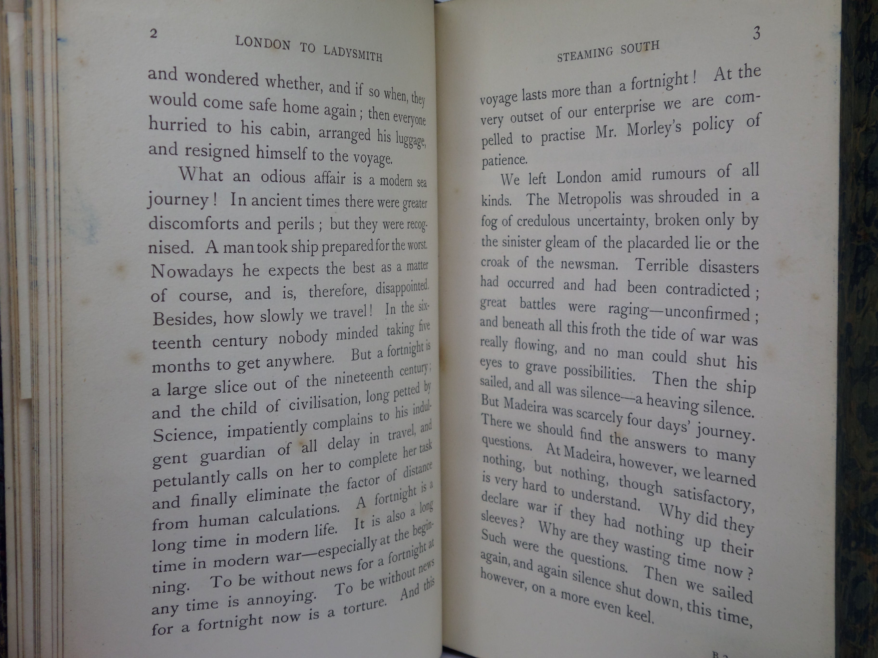 LONDON TO LADYSMITH VIA PRETORIA BY WINSTON SPENCER CHURCHILL 1900 FIRST EDITION LEATHER BOUND BY BICKERS