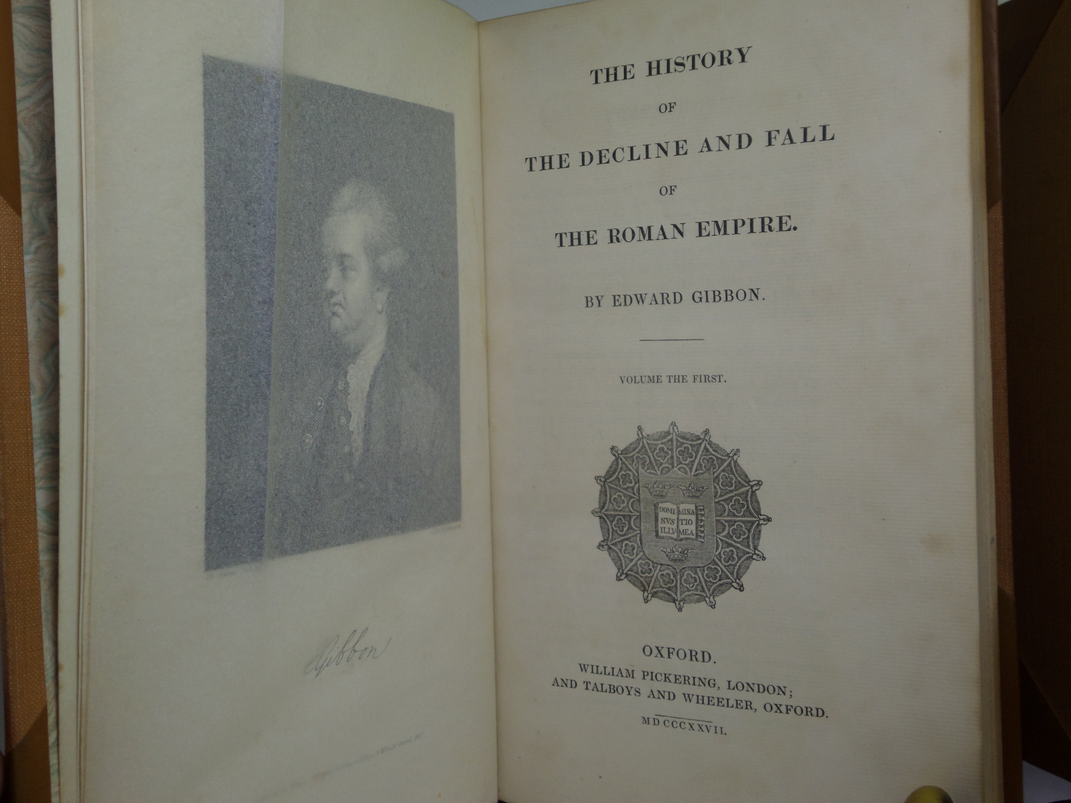 THE HISTORY OF THE DECLINE AND FALL OF THE ROMAN EMPIRE 1827 EDWARD GIBBON, FINELY BOUND BY BAYNTUN