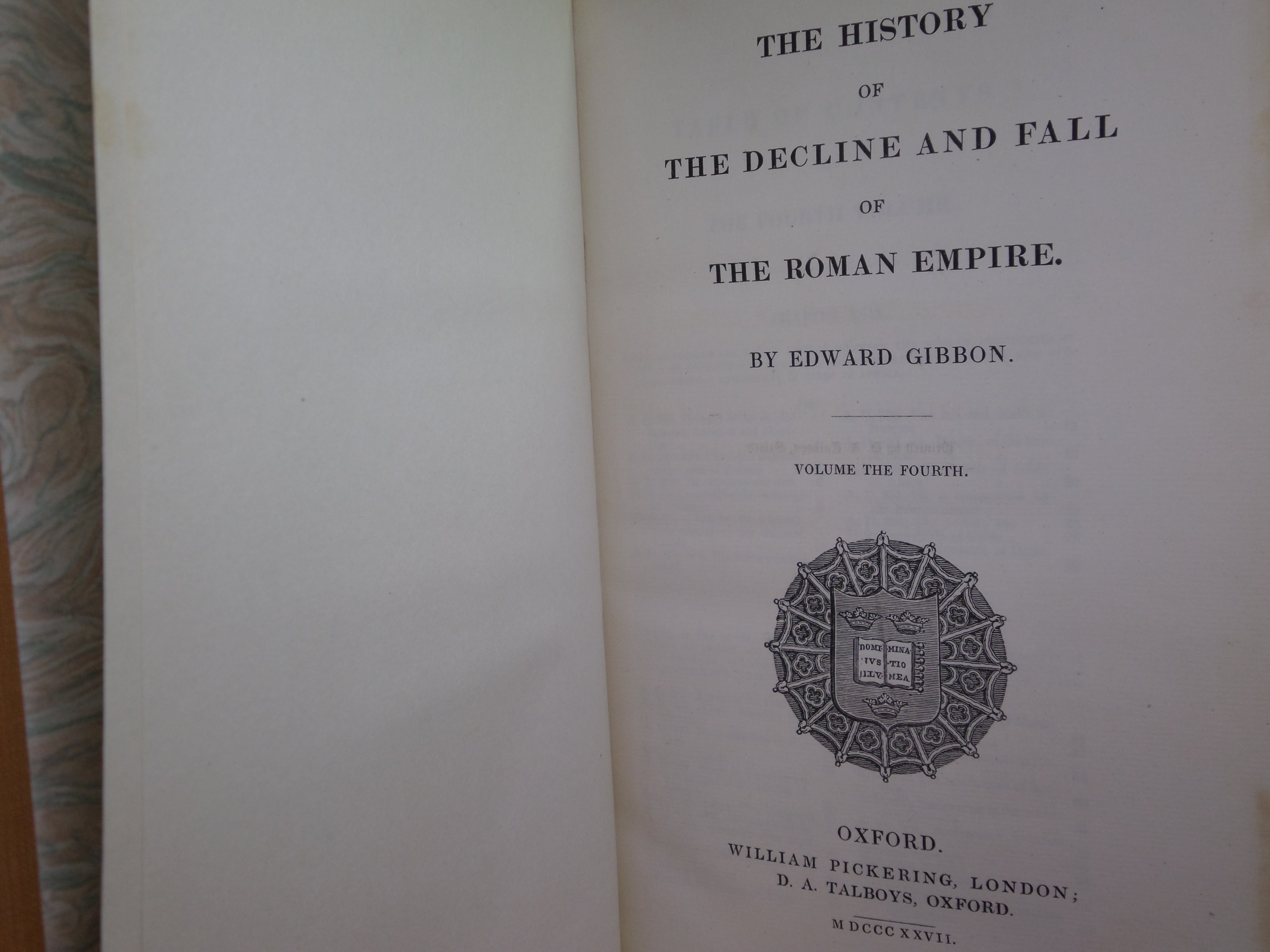 THE HISTORY OF THE DECLINE AND FALL OF THE ROMAN EMPIRE 1827 EDWARD GIBBON, FINELY BOUND BY BAYNTUN