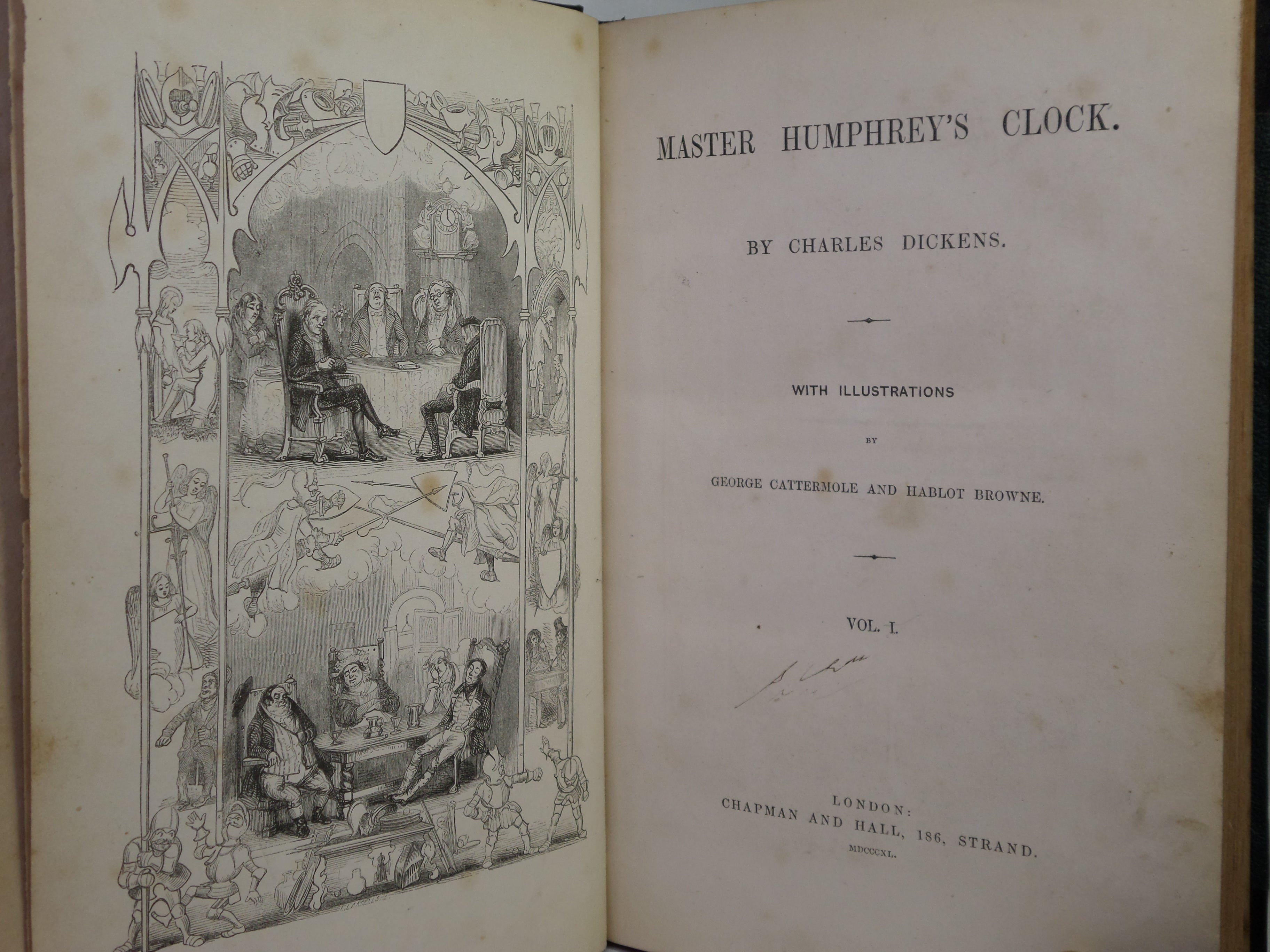 MASTER HUMPHREY'S CLOCK BY CHARLES DICKENS 1840-1841 FIRST EDITION LEATHER BOUND