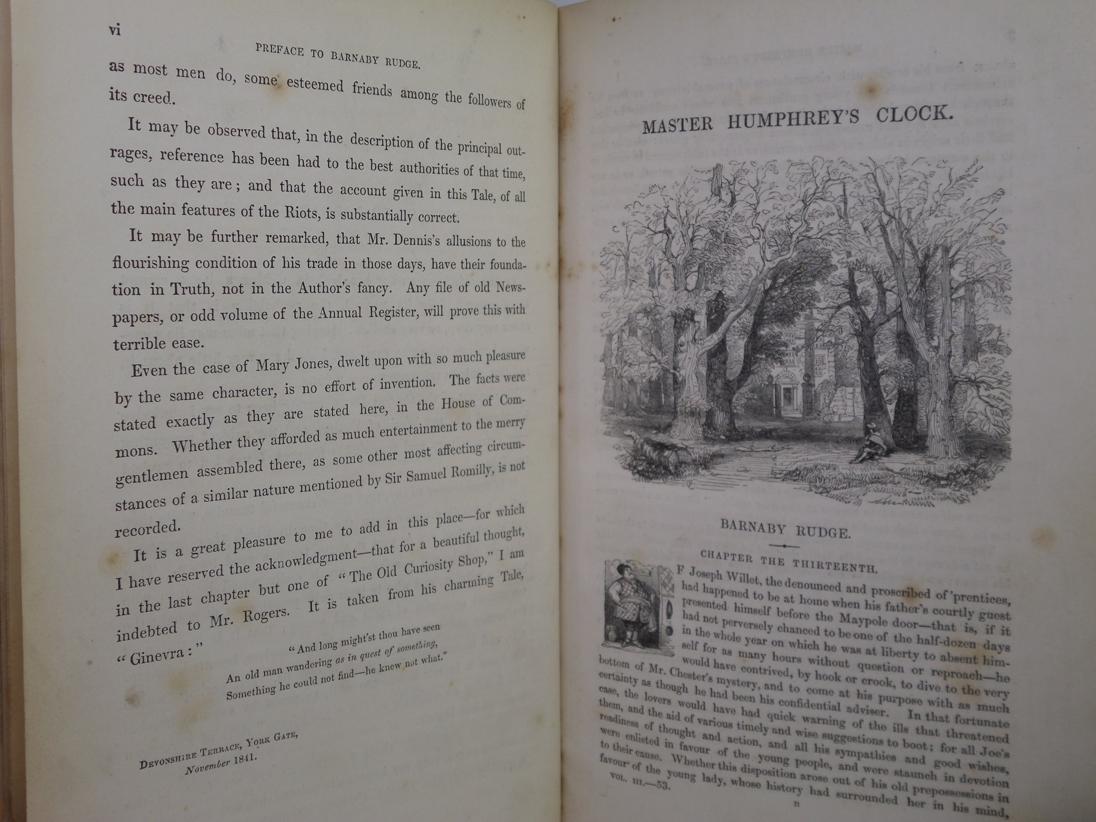 MASTER HUMPHREY'S CLOCK BY CHARLES DICKENS 1840-1841 FIRST EDITION LEATHER BOUND