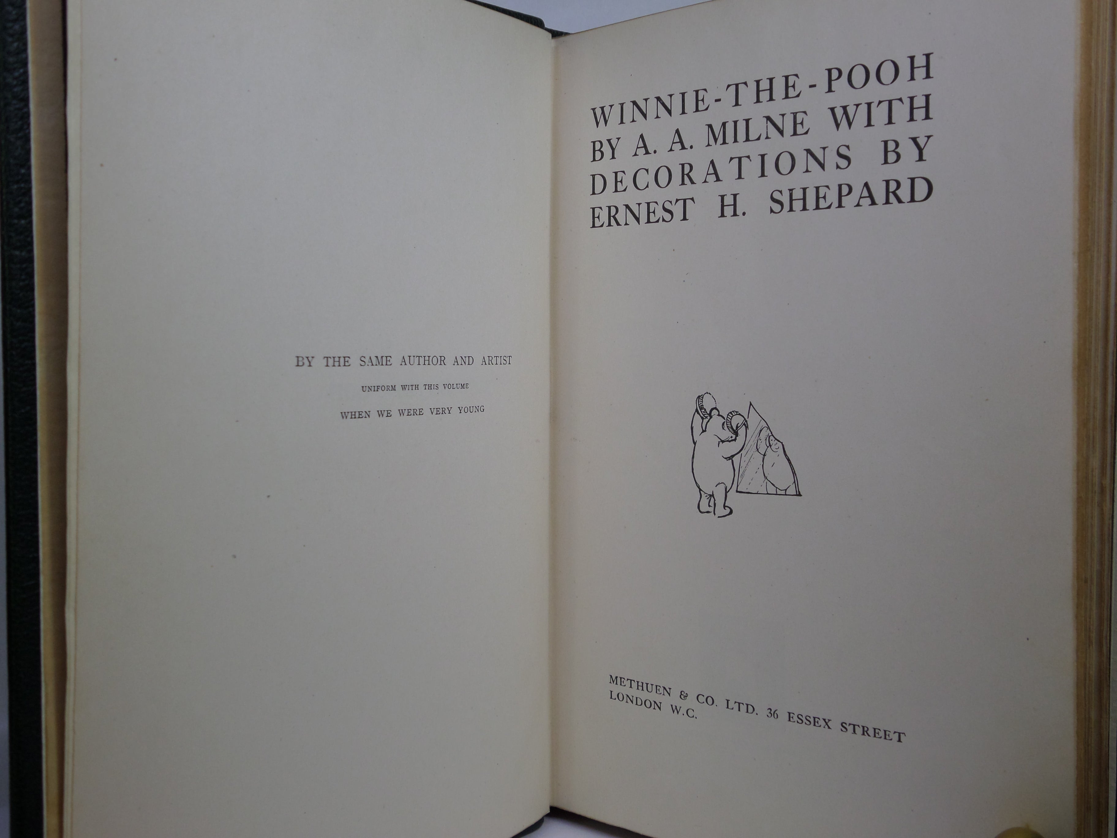 WINNIE-THE-POOH BY A. A. MILNE 1926 LEATHER BOUND FIRST EDITION