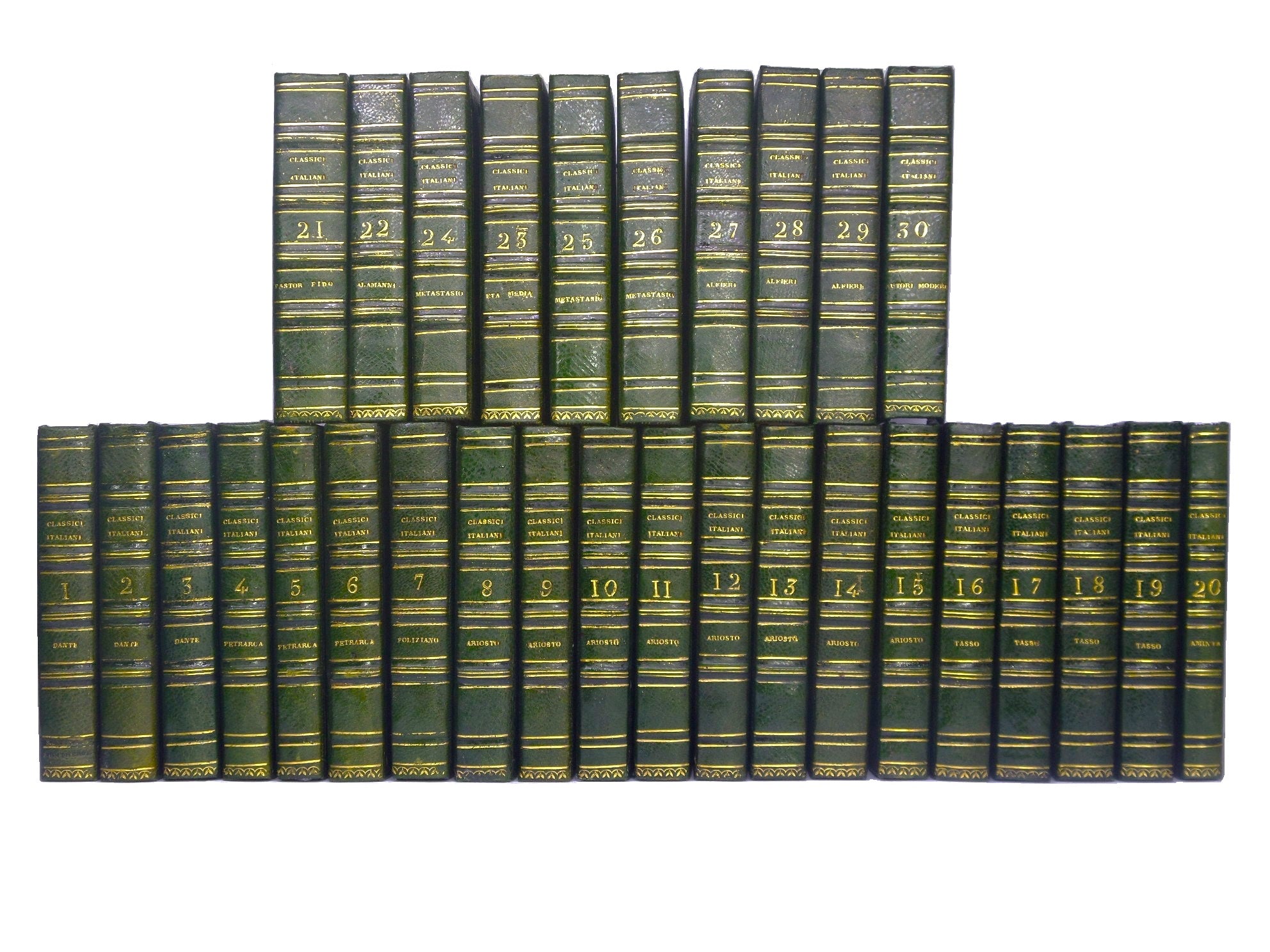 [ITALIAN POETRY] BIBLIOTECA POETICA ITALIANA 1820-22 FINELY BOUND IN 30 MINIATURE VOLUMES