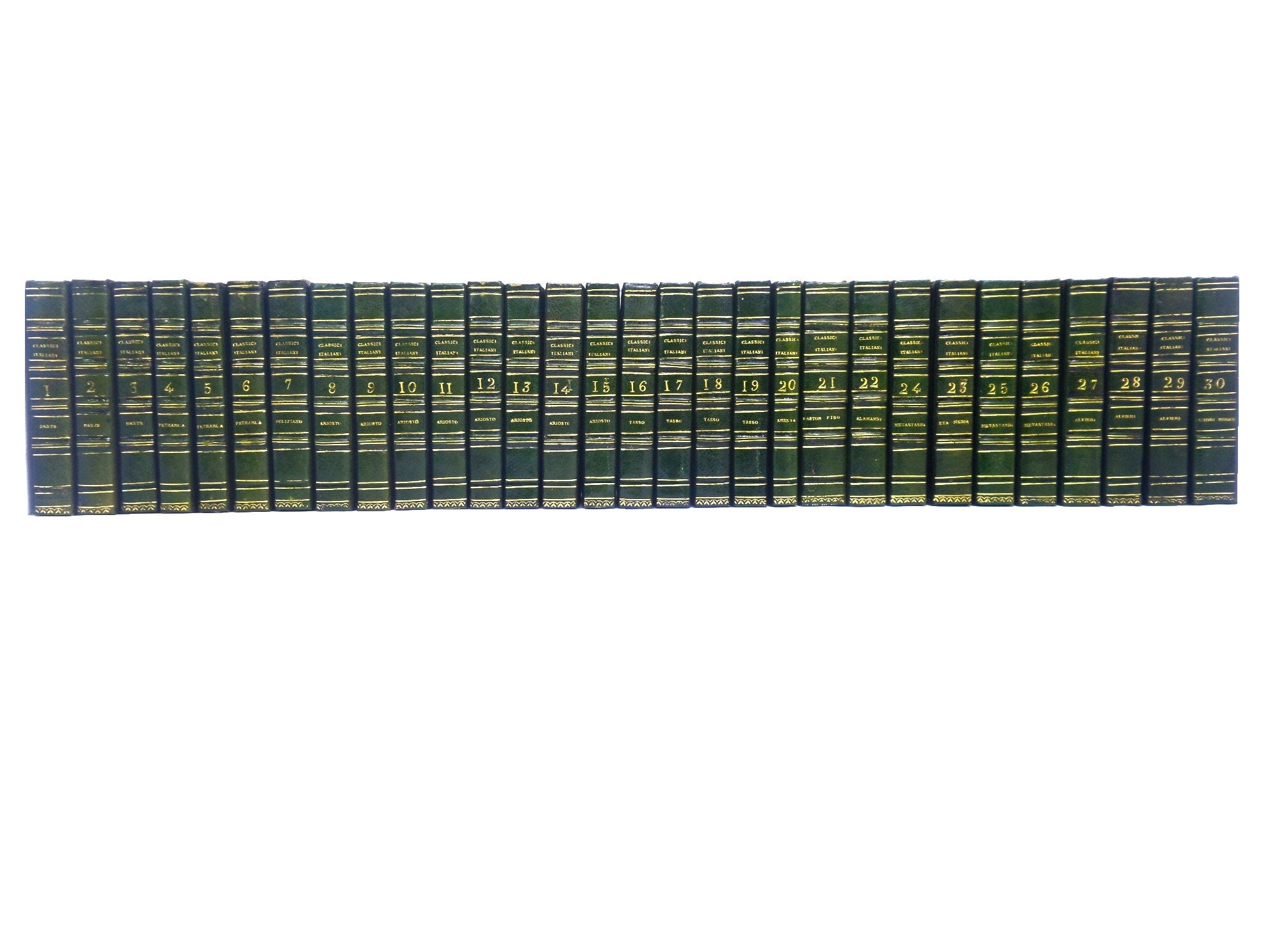 [ITALIAN POETRY] BIBLIOTECA POETICA ITALIANA 1820-22 FINELY BOUND IN 30 MINIATURE VOLUMES