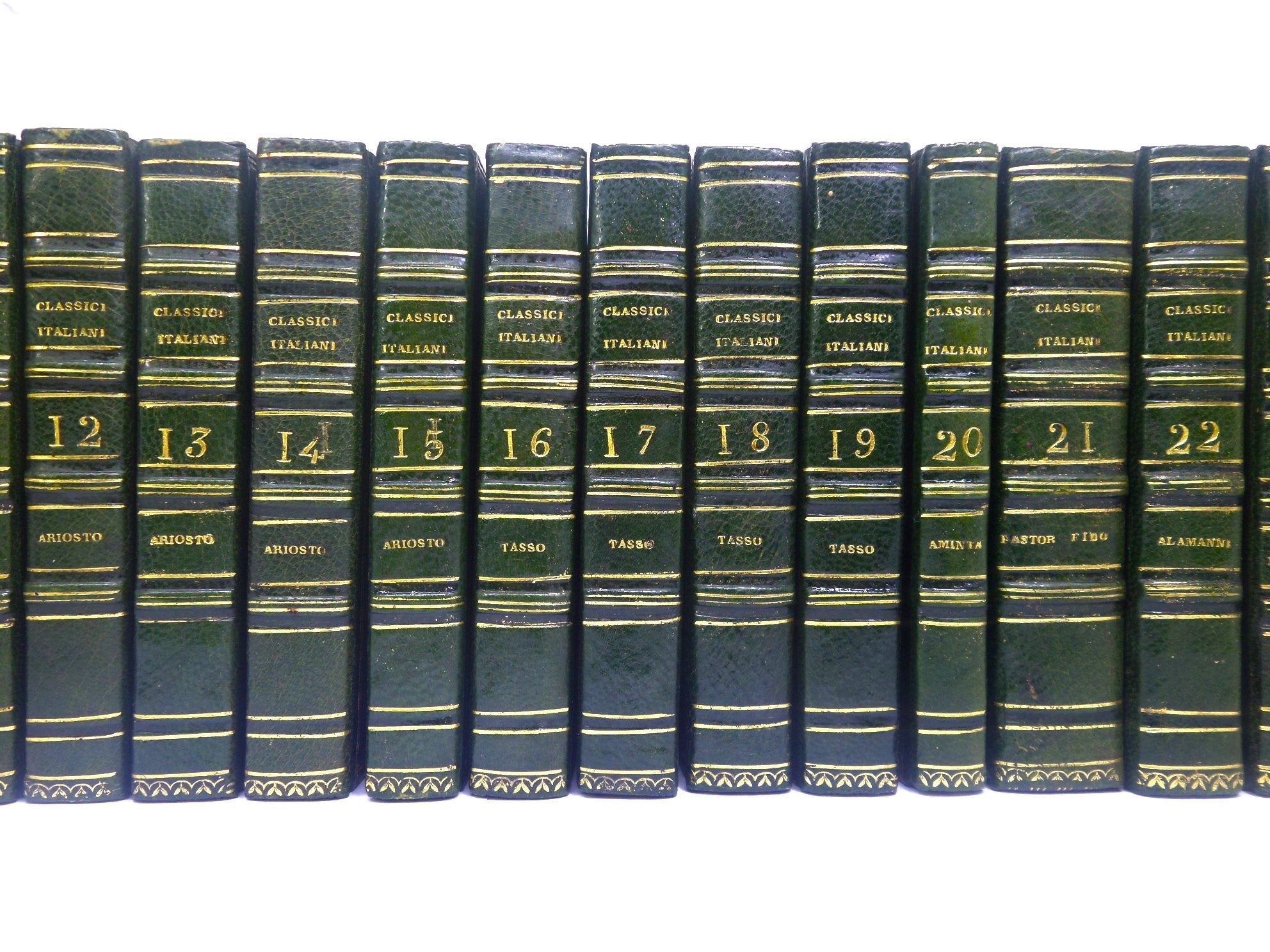 [ITALIAN POETRY] BIBLIOTECA POETICA ITALIANA 1820-22 FINELY BOUND IN 30 MINIATURE VOLUMES