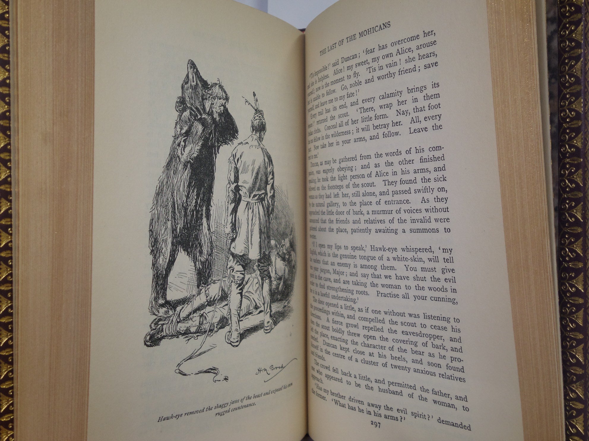 THE LAST OF THE MOHICANS BY JAMES FENIMORE COOPER 1900 BAYNTUN BINDING, H.M. BROCK ILLUSTRATIONS