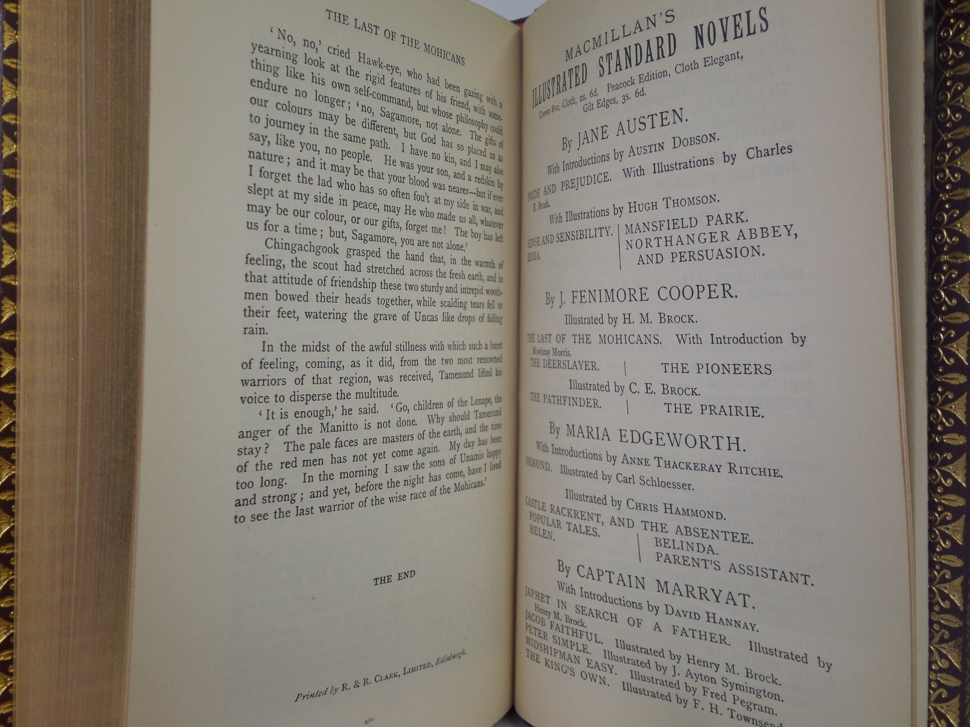 THE LAST OF THE MOHICANS BY JAMES FENIMORE COOPER 1900 BAYNTUN BINDING, H.M. BROCK ILLUSTRATIONS