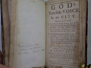GOD'S TERRIBLE VOICE IN THE CITY 1722 THOMAS VINCENT [PLAGUE - GREAT FIRE OF LONDON]