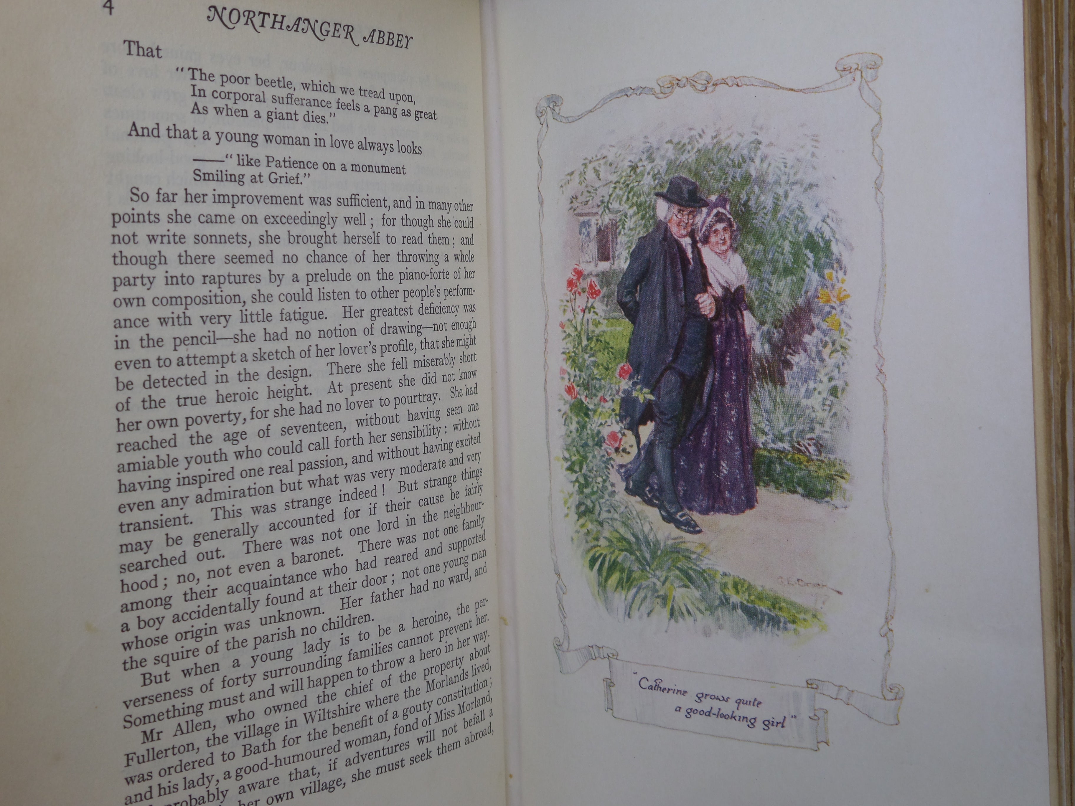 NORTHANGER ABBEY BY JANE AUSTEN 1907 DELUXE VELLUM BINDING, C.E. BROCK ILLUSTRATIONS