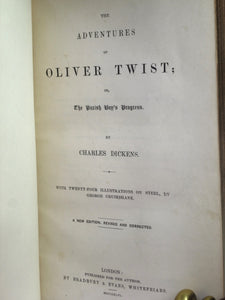 OLIVER TWIST 1846 CHARLES DICKENS FIRST SINGLE VOLUME EDITION, BAYNTUN RIVIERE