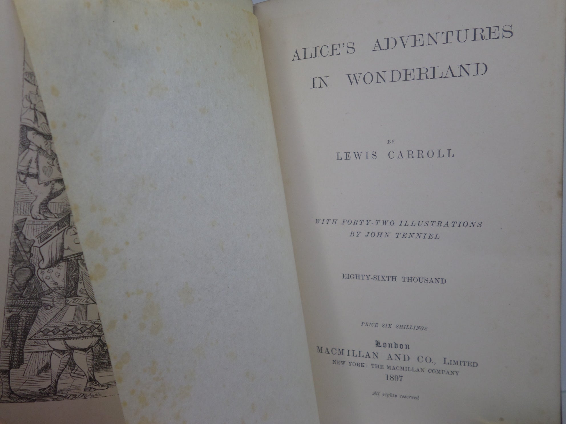 ALICE'S ADVENTURES IN WONDERLAND BY LEWIS CARROLL 1897