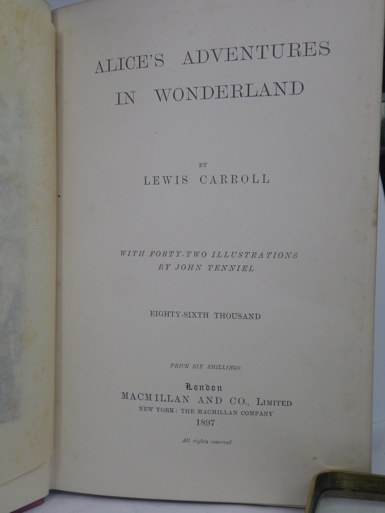 ALICE'S ADVENTURES IN WONDERLAND BY LEWIS CARROLL 1897