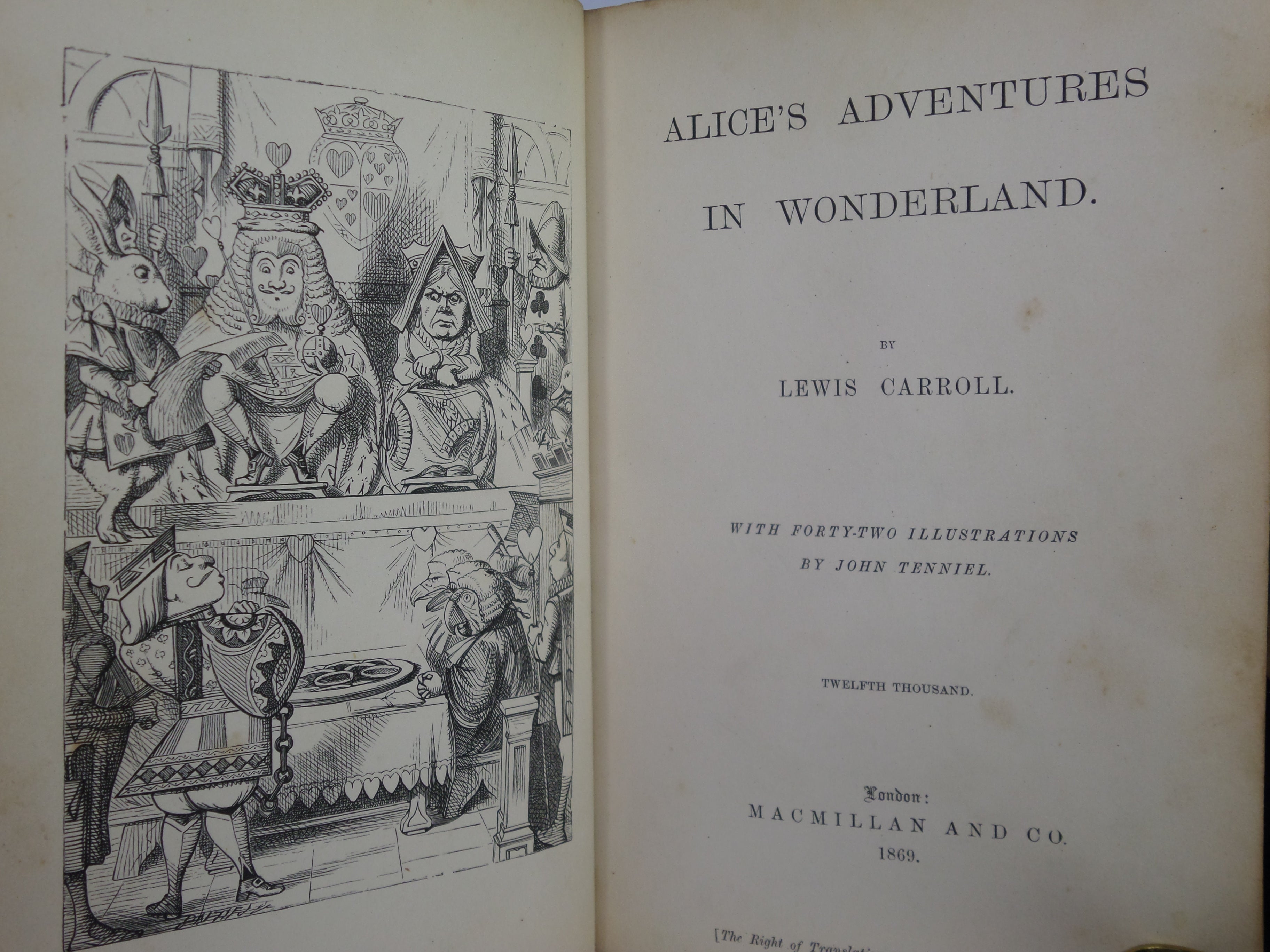 ALICE'S ADVENTURES IN WONDERLAND BY LEWIS CARROLL 1869 SIXTH EDITION FINELY BOUND BY ZAEHNSDORF