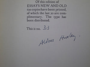 ESSAYS NEW AND OLD BY ALDOUS HUXLEY 1926 SIGNED LIMITED EDITION