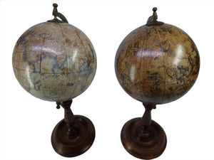 PAIR OF MINIATURE TERRESTRIAL AND CELESTIAL GLOBES