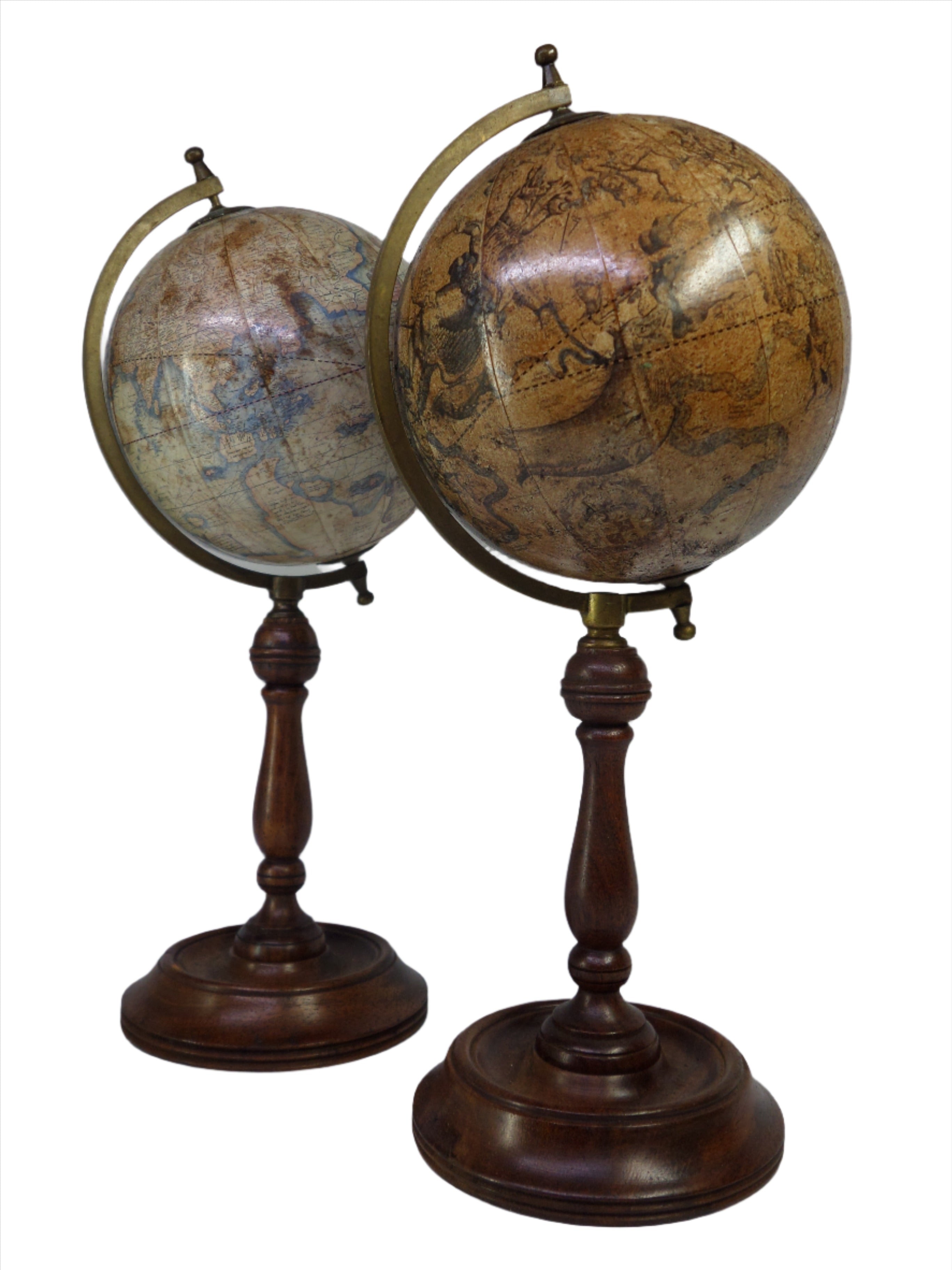 PAIR OF MINIATURE TERRESTRIAL AND CELESTIAL GLOBES