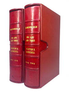 MARLBOROUGH HIS LIFE & TIMES BY WINSTON CHURCHILL 1955 LEATHER-BOUND IN TWO VOLUMES