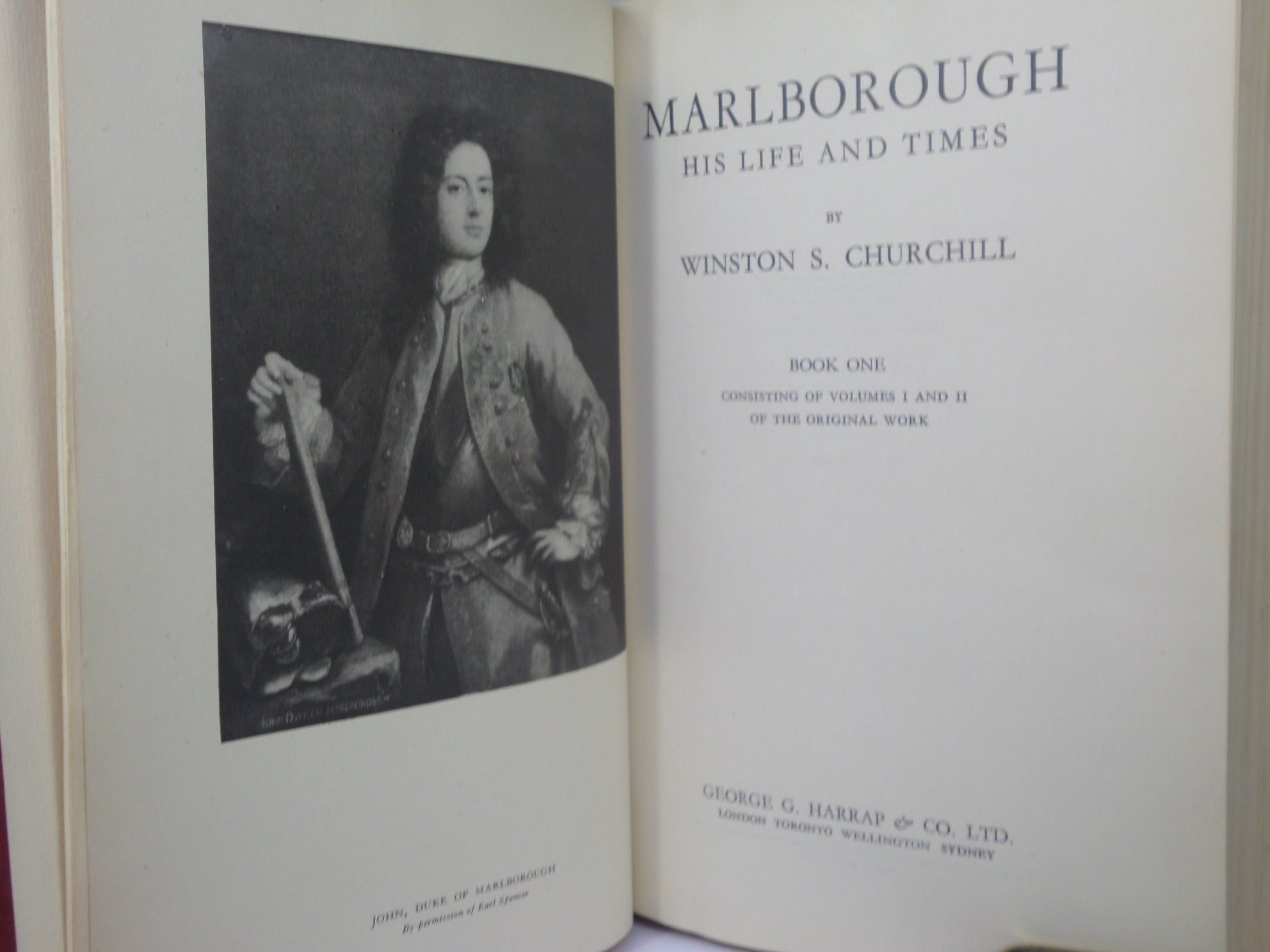 MARLBOROUGH HIS LIFE & TIMES BY WINSTON CHURCHILL 1955 LEATHER-BOUND IN TWO VOLUMES