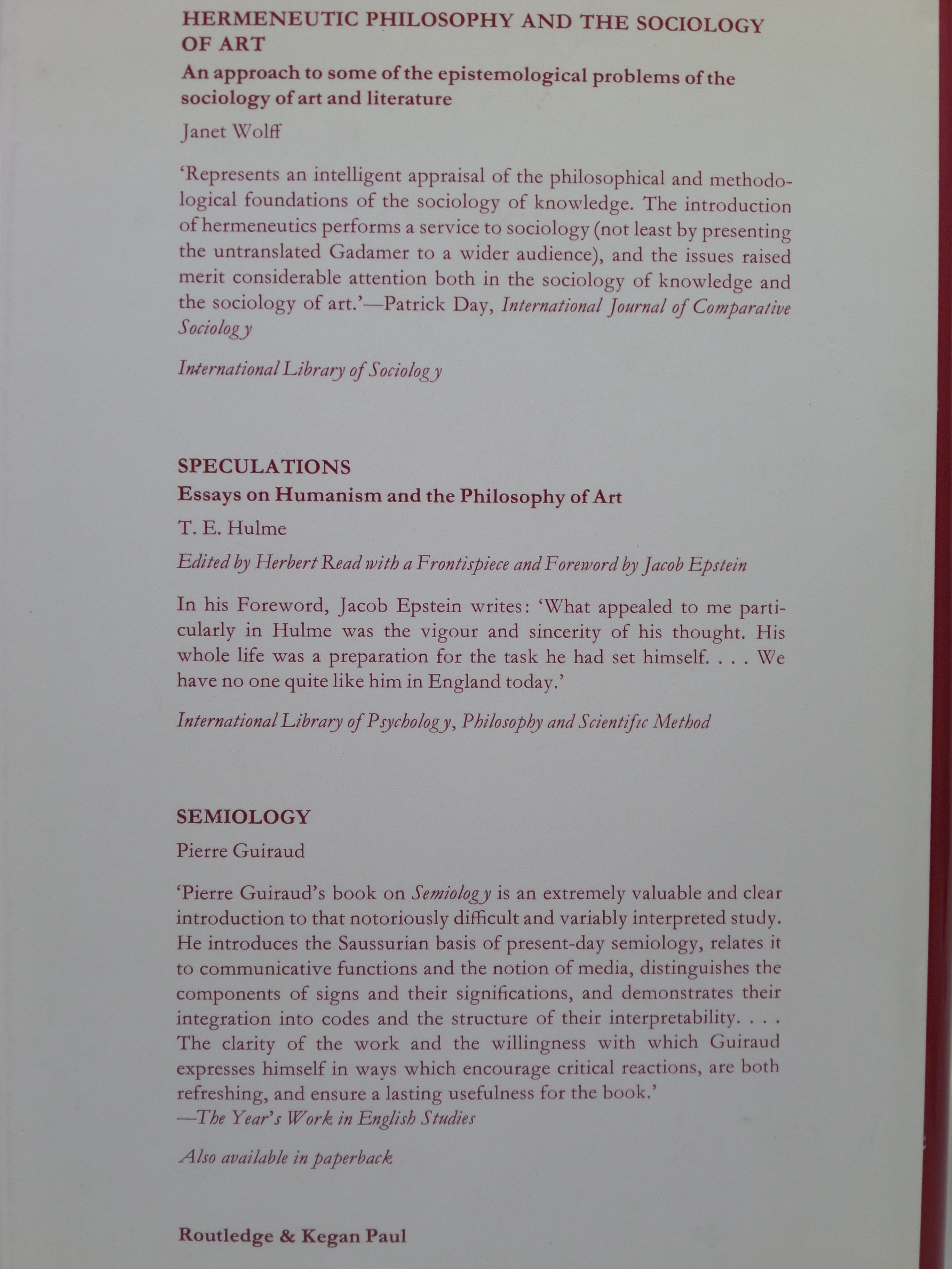 FEELING AND FORM: A THEORY OF ART BY SUSANNE K. LANGER 1979