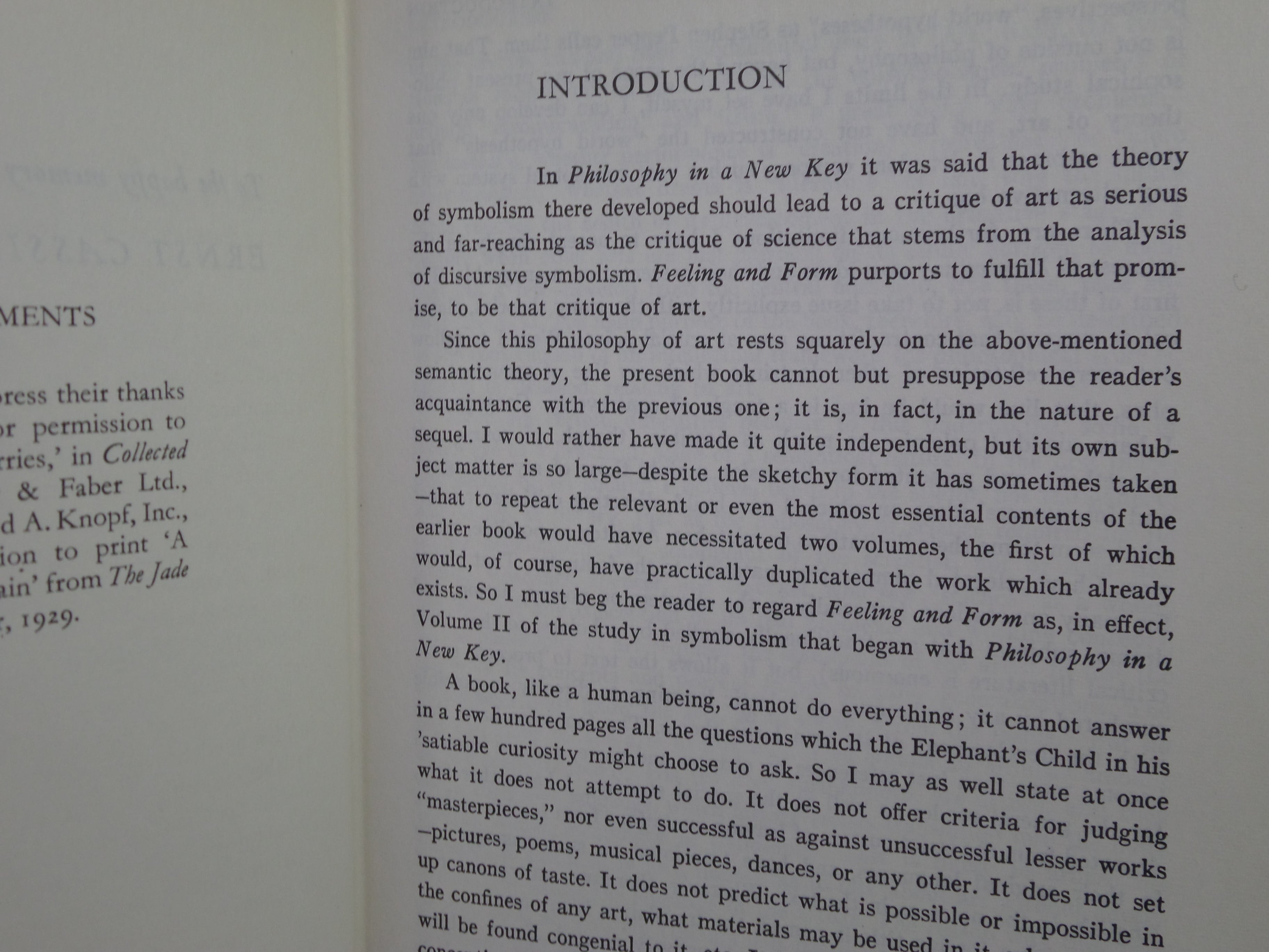FEELING AND FORM: A THEORY OF ART BY SUSANNE K. LANGER 1979