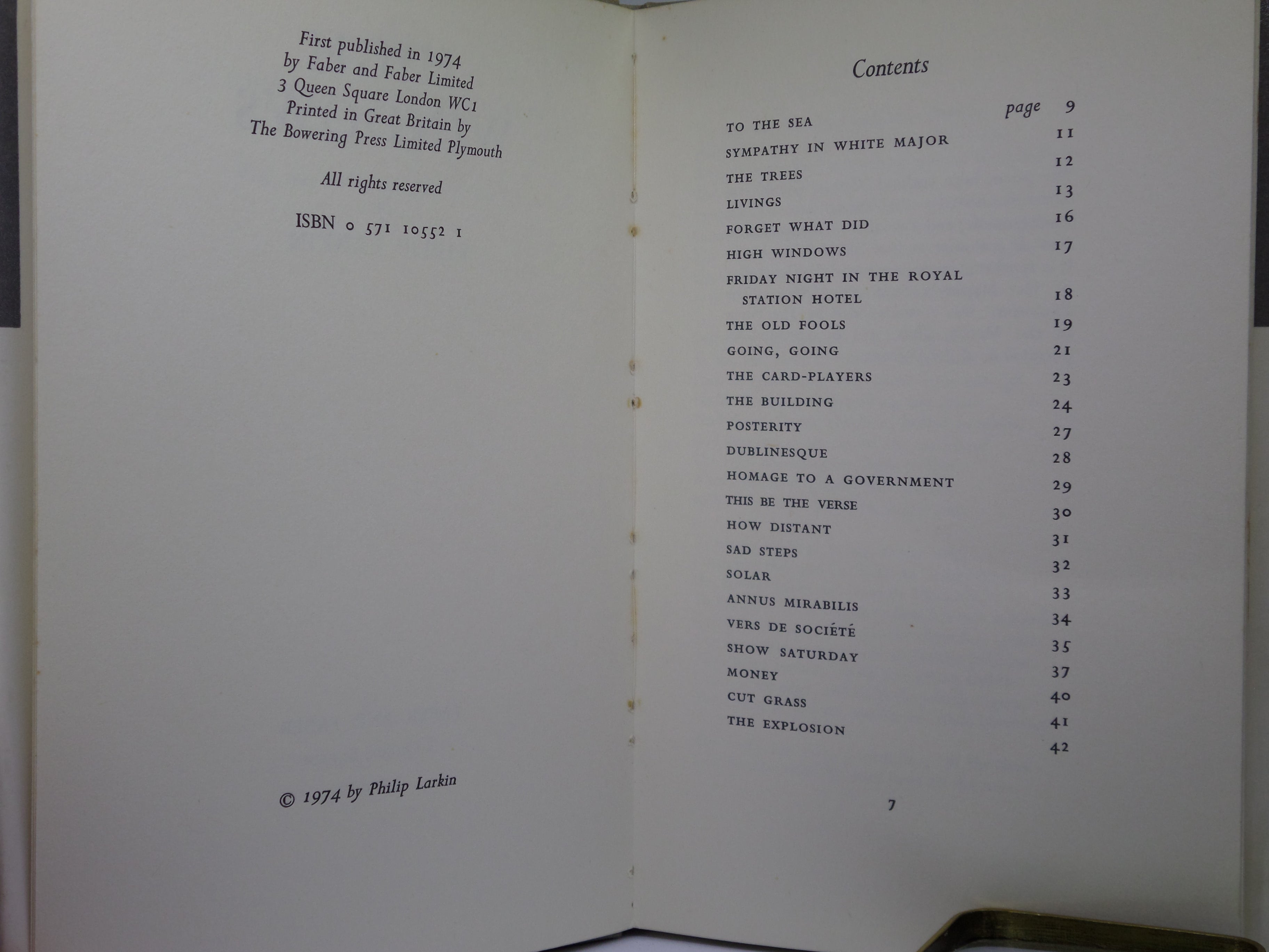 HIGH WINDOWS BY PHILIP LARKIN 1974 FIRST EDITION