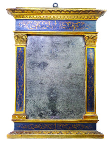 ANTIQUE 19TH CENTURY TABERNACLE PICTURE FRAME WITH DISTRESSED MIRROR