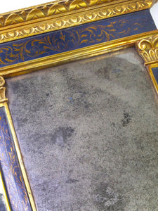 ANTIQUE 19TH CENTURY TABERNACLE PICTURE FRAME WITH DISTRESSED MIRROR