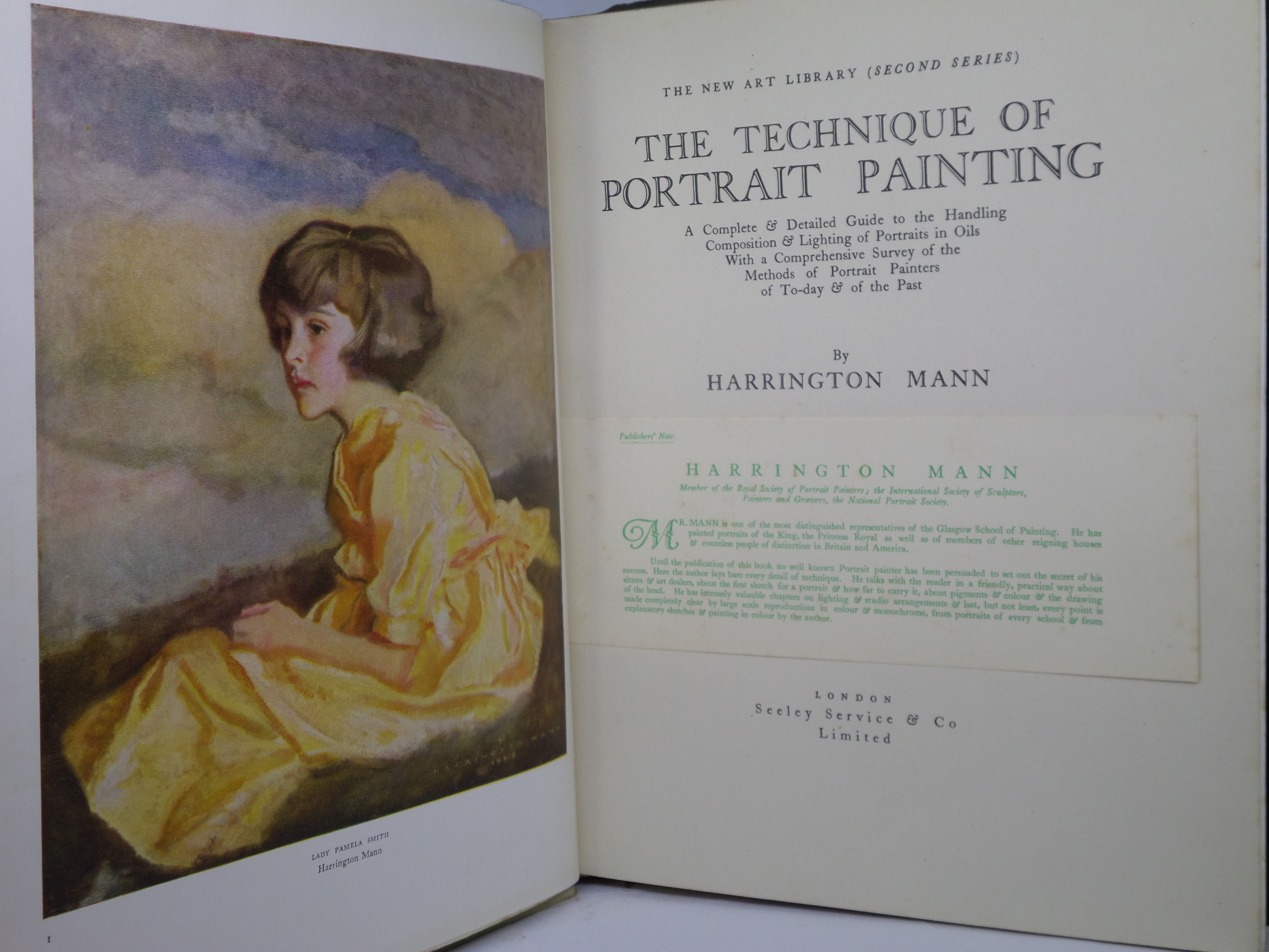 THE TECHNIQUE OF PORTRAIT PAINTING BY HARRINGTON MANN 1933 FIRST EDITION