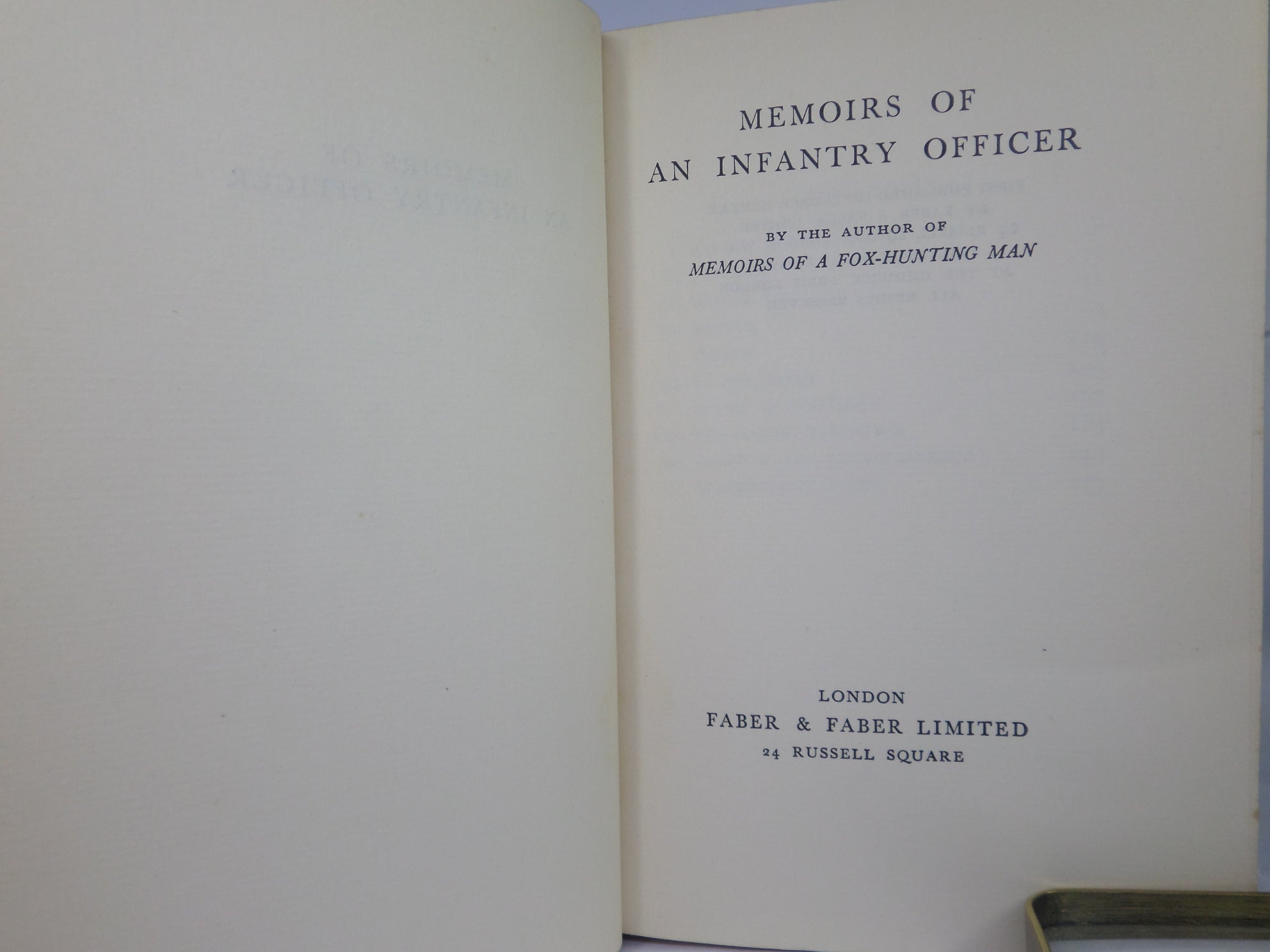 MEMOIRS OF AN INFANTRY OFFICER BY SIEGFRIED SASSOON 1930 FIRST EDITION