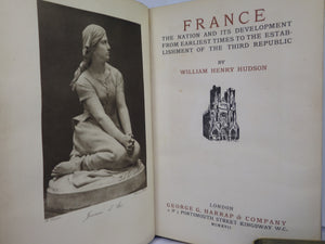 FRANCE: THE NATION AND ITS DEVELOPMENT BY WILLIAM HENRY HUDSON 1917 FINE TREE CALF BINDING