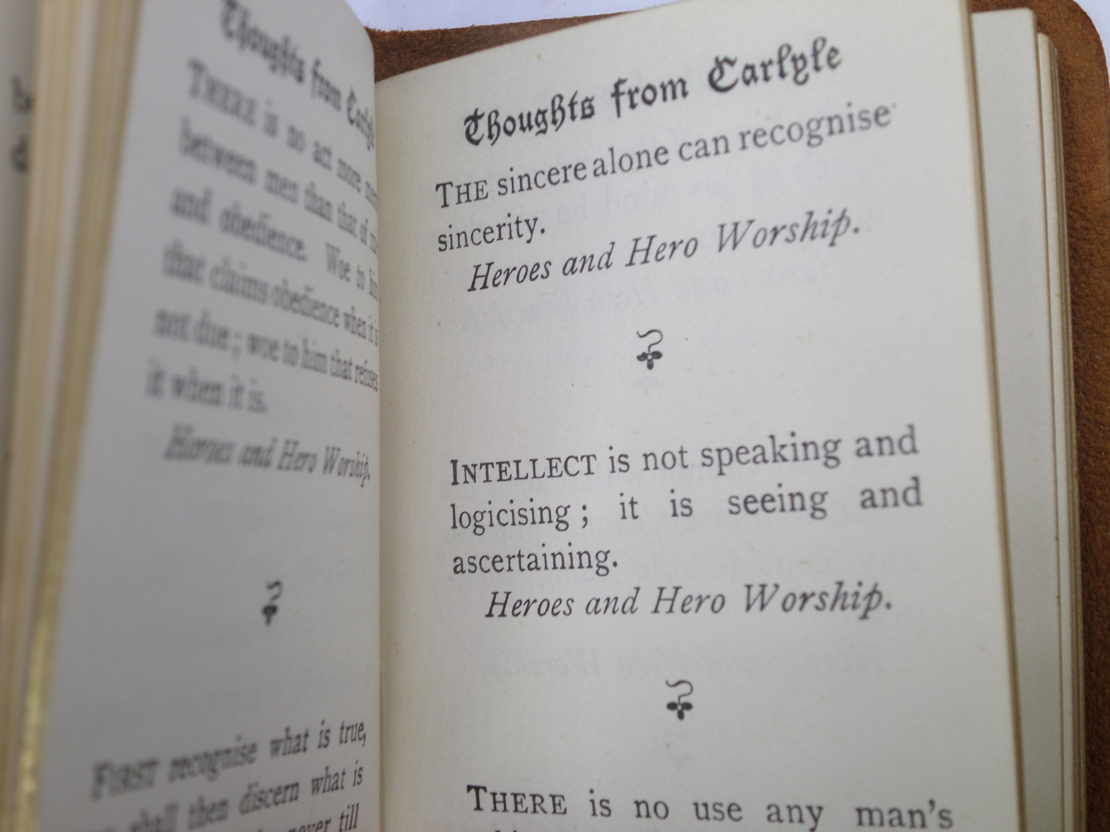 THOUGHTS FROM CARLYLE COMPILED BY ALICE JOUVEAU DU BREUIL, LEATHER BOUND MINIATURE EDITION