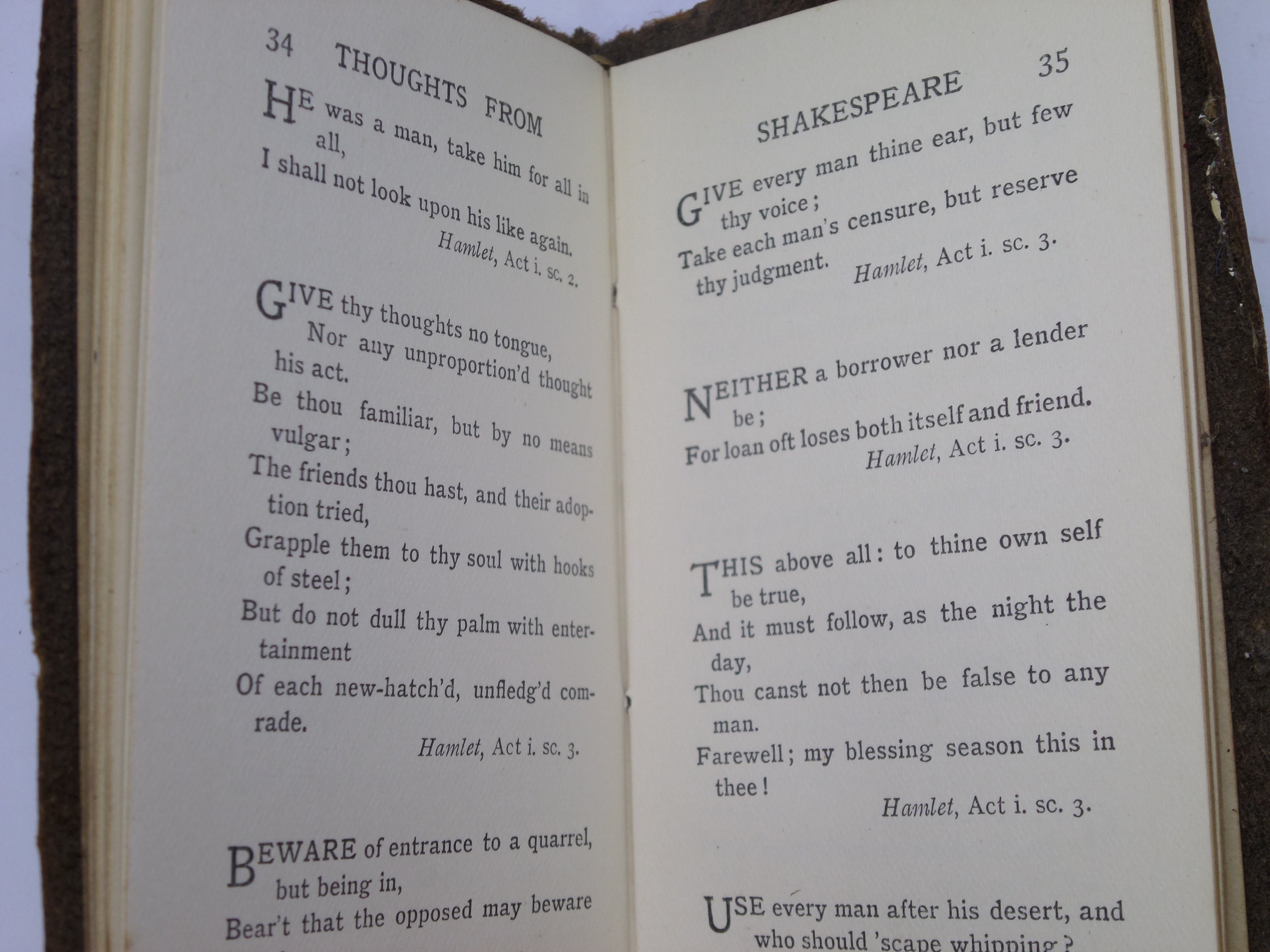 SHAKESPEARE THOUGHTS SELECTED BY LOUEY CHISHOLM, LEATHER BOUND MINIATURE EDITION