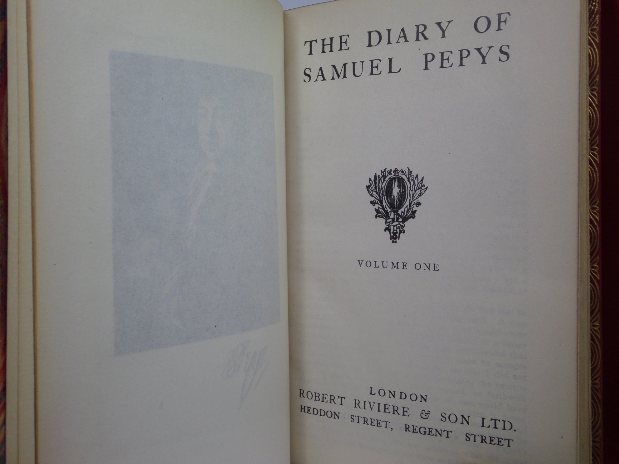 THE DIARY OF SAMUEL PEPYS CA. 1930 FINELY BOUND IN TWO VOLUMES BY BAYNTUN RIVIERE