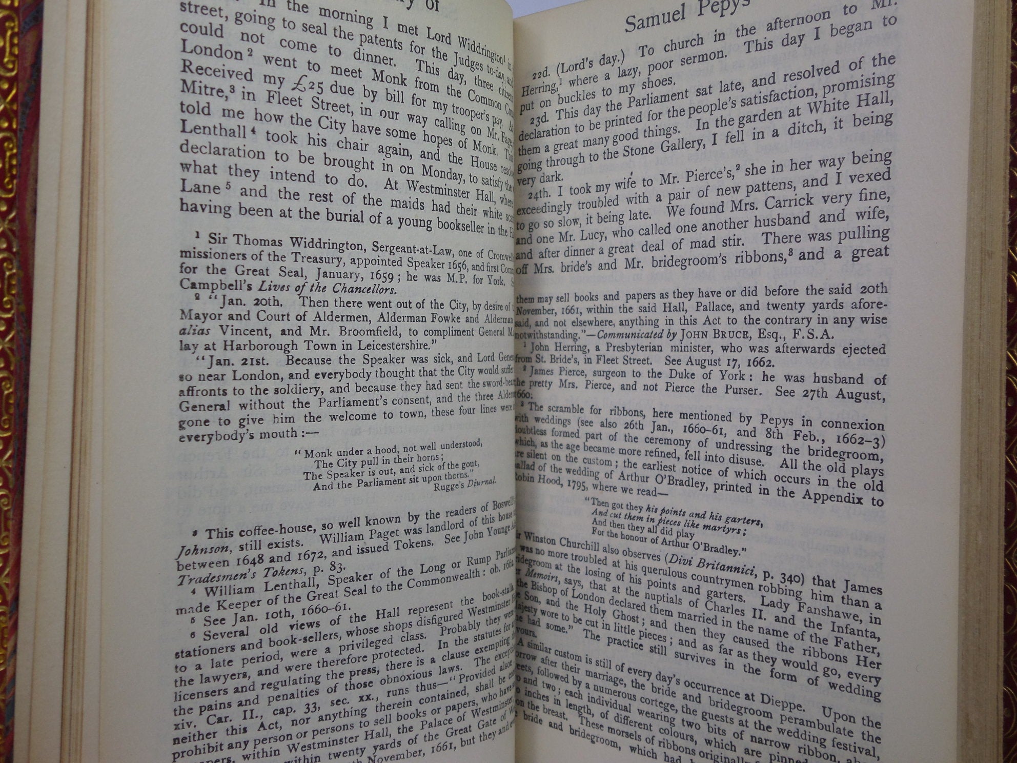 THE DIARY OF SAMUEL PEPYS CA. 1930 FINELY BOUND IN TWO VOLUMES BY BAYNTUN RIVIERE