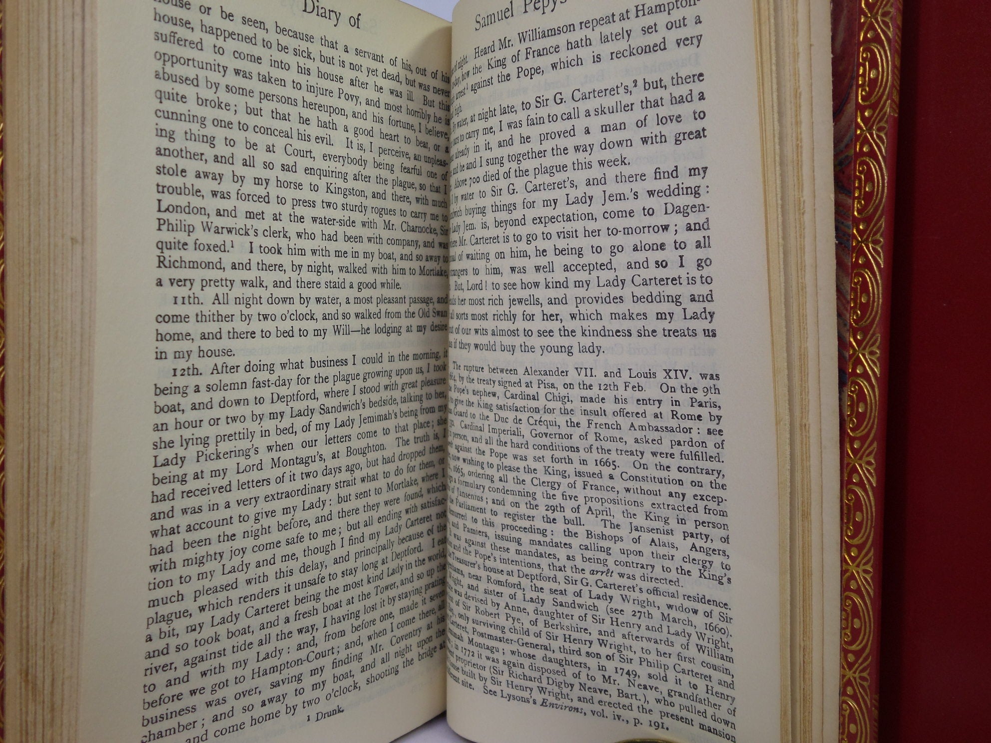 THE DIARY OF SAMUEL PEPYS CA. 1930 FINELY BOUND IN TWO VOLUMES BY BAYNTUN RIVIERE