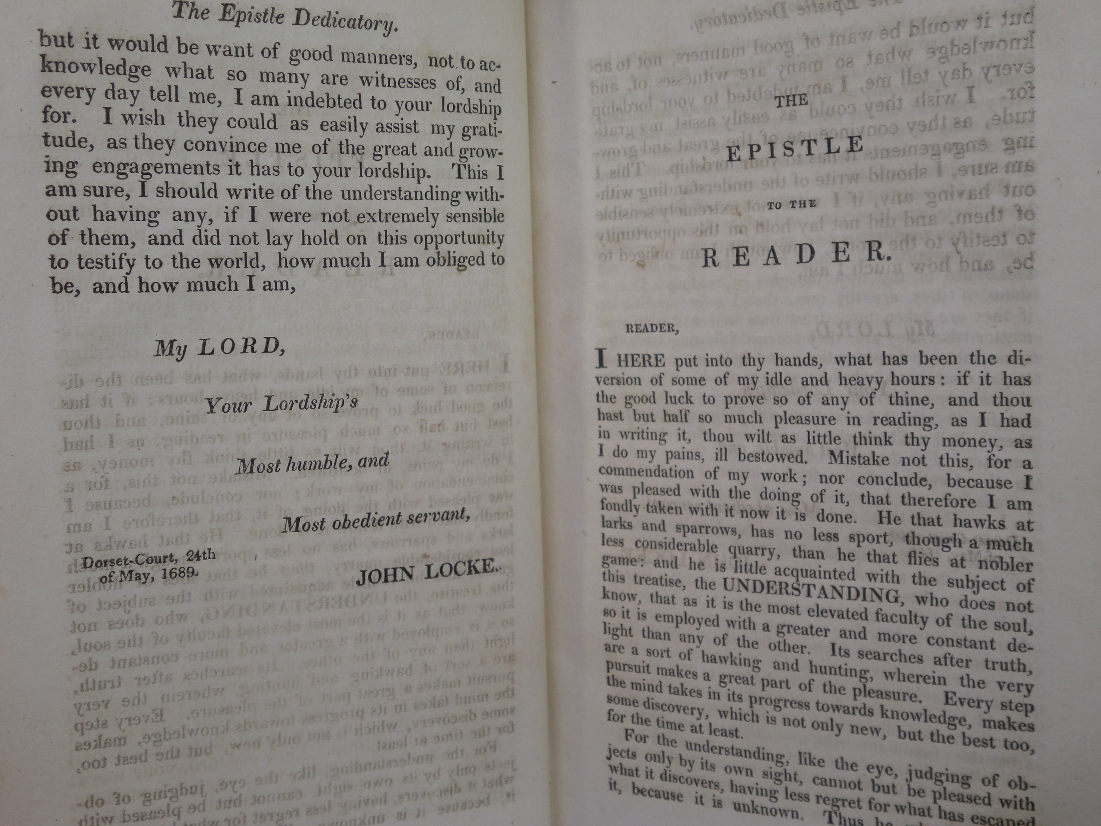 AN ESSAY CONCERNING HUMAN UNDERSTANDING BY JOHN LOCKE 1817 LEATHER BOUND