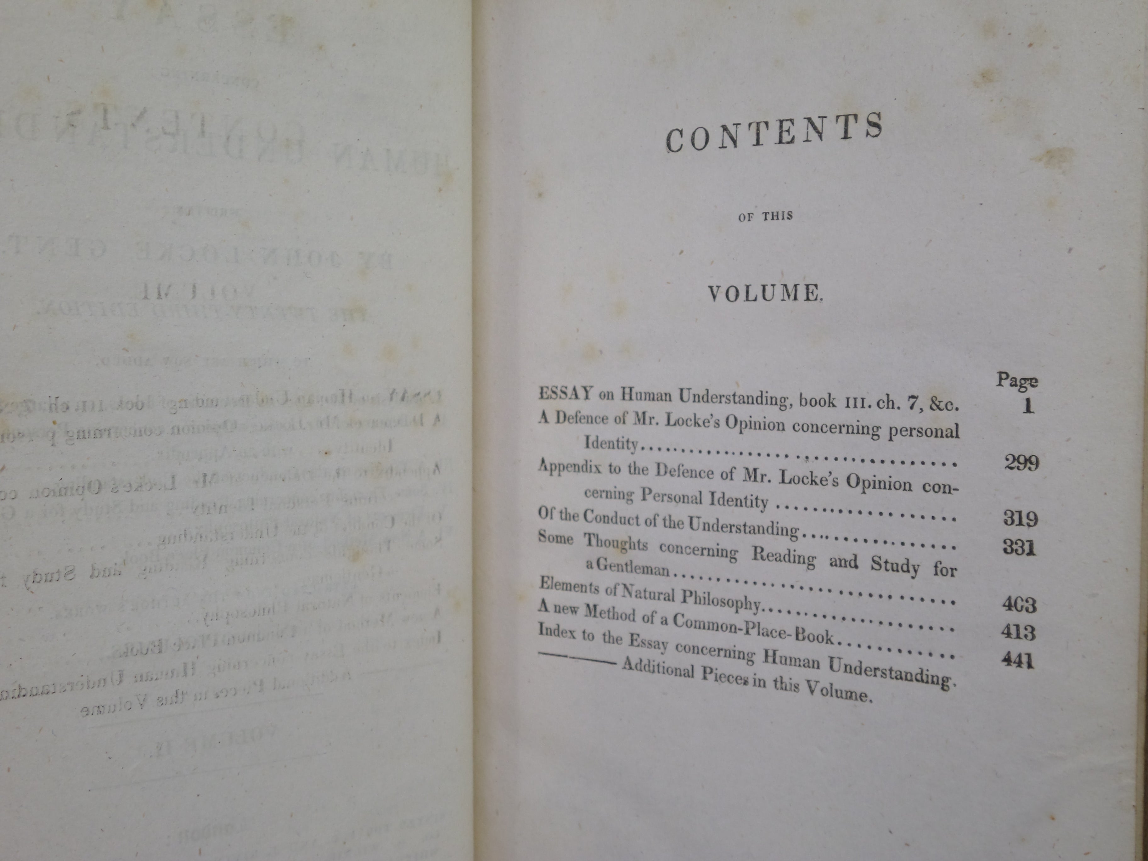 AN ESSAY CONCERNING HUMAN UNDERSTANDING BY JOHN LOCKE 1817 LEATHER BOUND