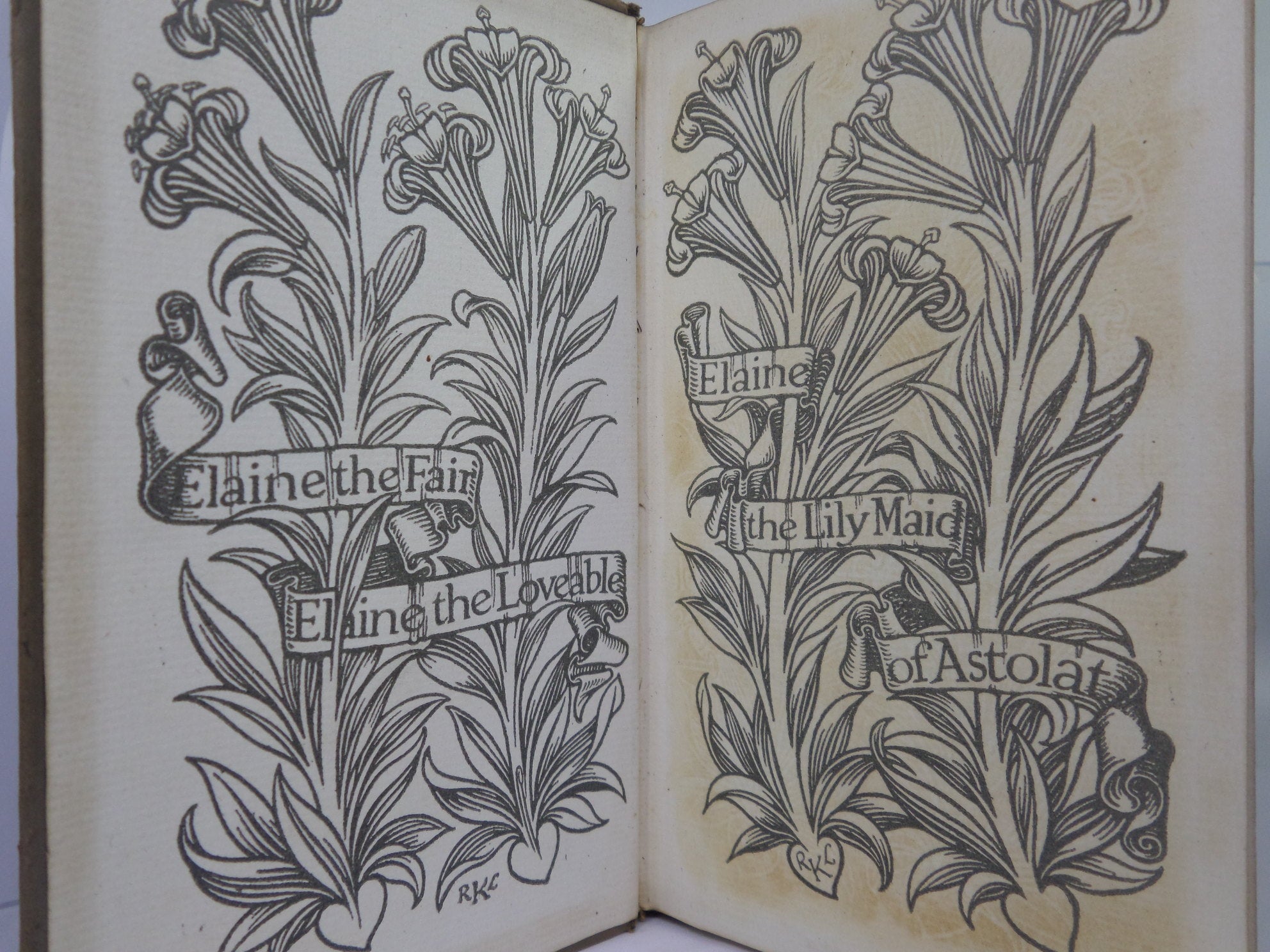 LANCELOT & ELAINE BY ALFRED LORD TENNYSON CA.1890 SIGNED & ILLUSTRATED BY REGINALD L. KNOWLES