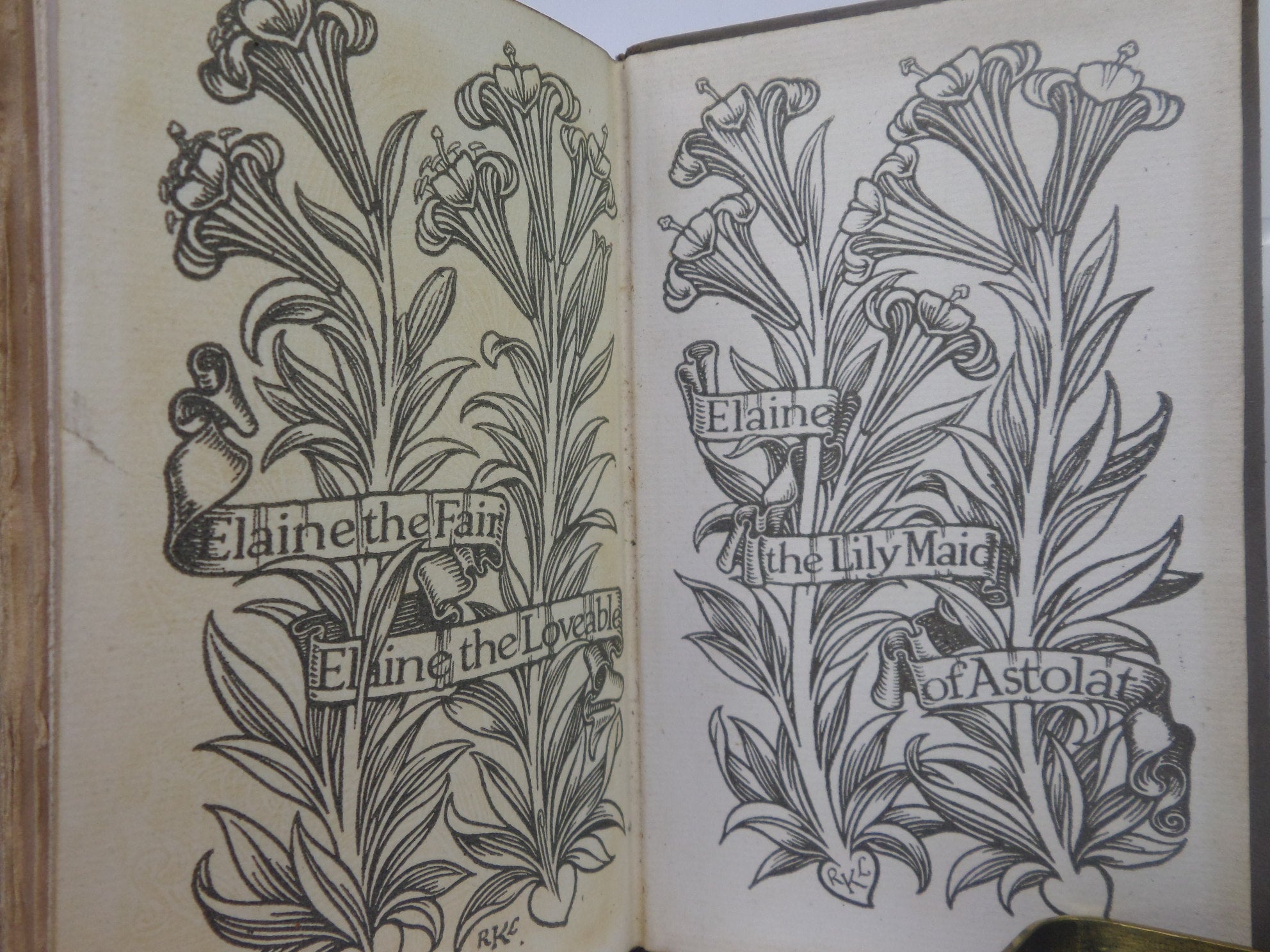 LANCELOT & ELAINE BY ALFRED LORD TENNYSON CA.1890 SIGNED & ILLUSTRATED BY REGINALD L. KNOWLES