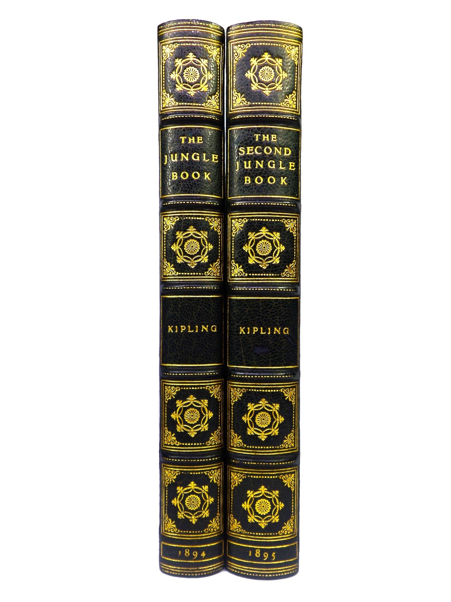 THE JUNGLE BOOK & THE SECOND JUNGLE BOOK BY RUDYARD KIPLING 1894-95 FIRST EDITION SET, FINELY BOUND BY BIRDSALL