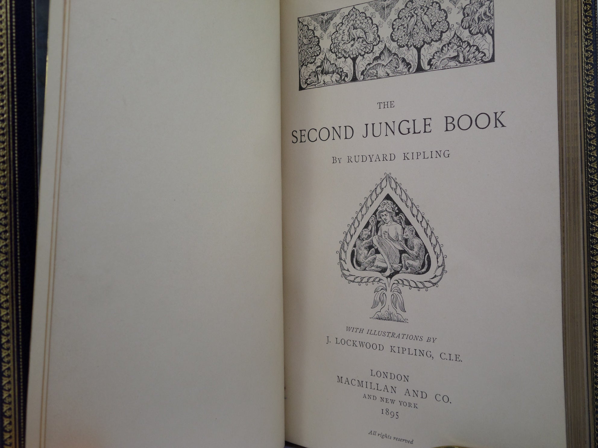 THE JUNGLE BOOK & THE SECOND JUNGLE BOOK BY RUDYARD KIPLING 1894-95 FIRST EDITION SET, FINELY BOUND BY BIRDSALL