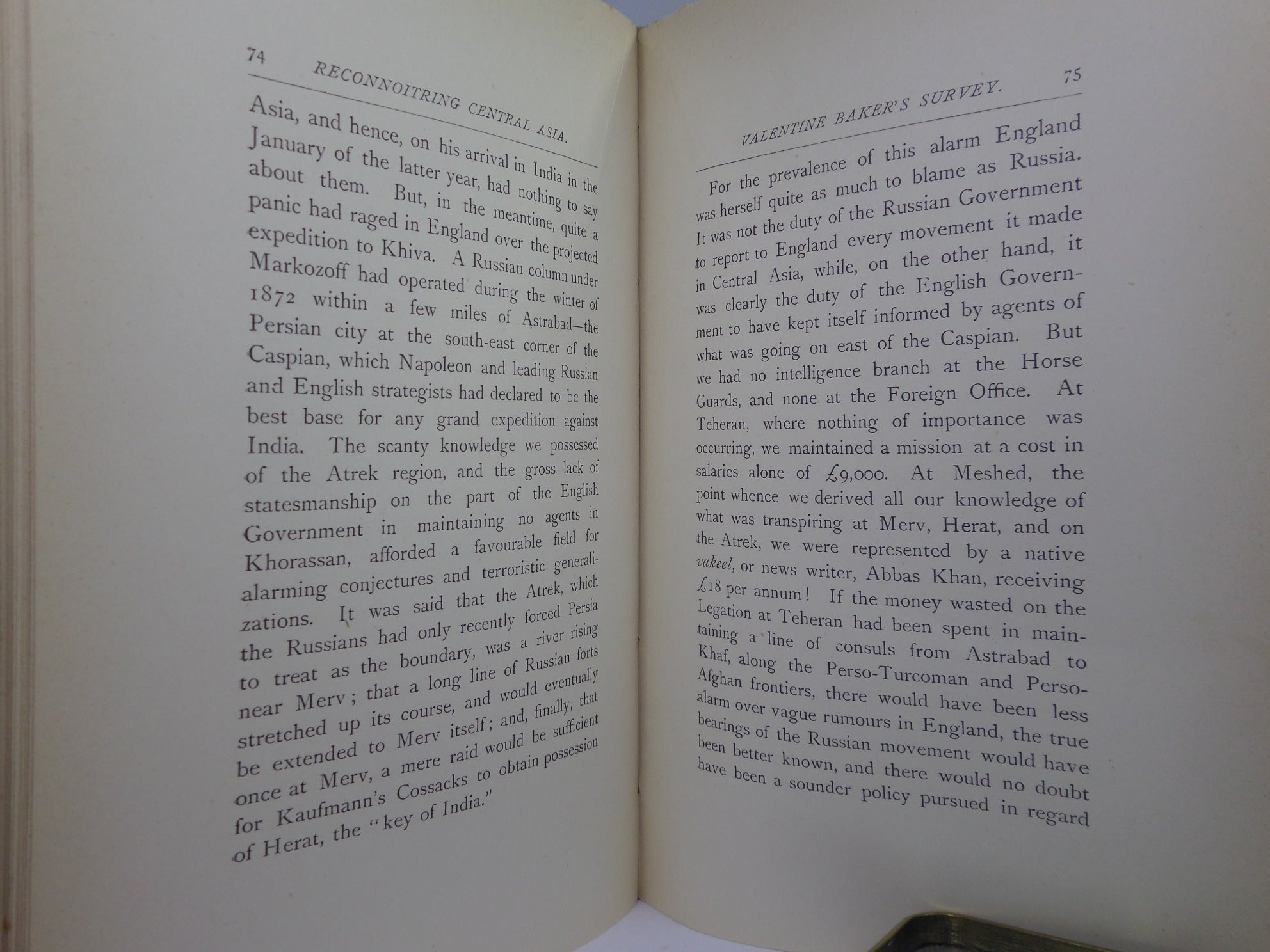 RECONNOITRING CENTRAL ASIA BY CHARLES MARVIN 1885 SECOND EDITION