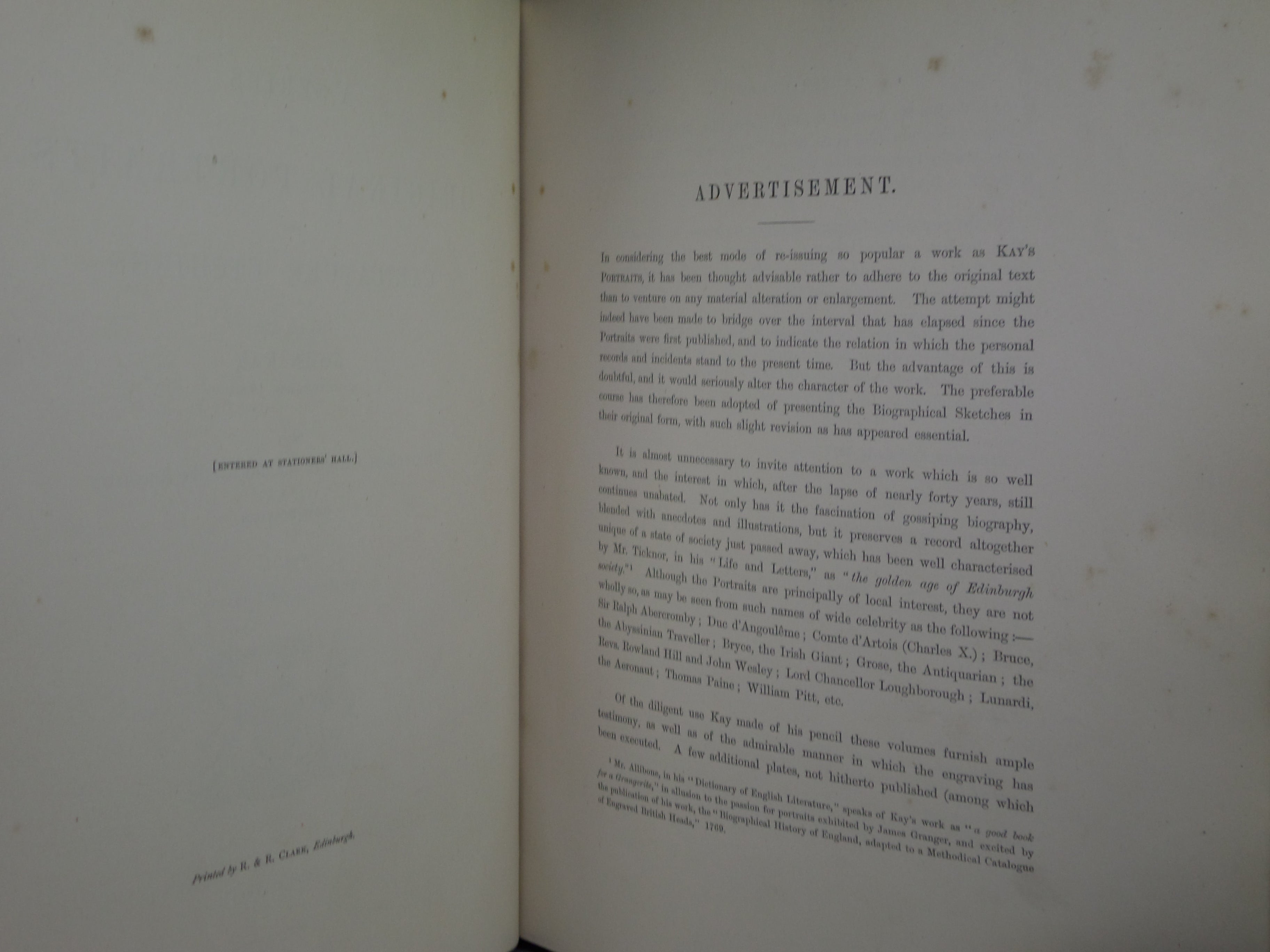 A SERIES OF ORIGINAL PORTRAITS AND CARICATURE ETCHINGS BY JOHN KAY 1877