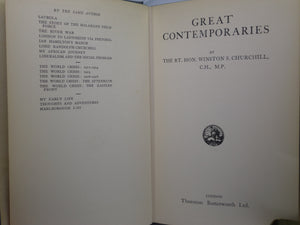 GREAT CONTEMPORARIES BY THE RT. HON. WINSTON S. CHURCHILL 1937 FIRST EDITION