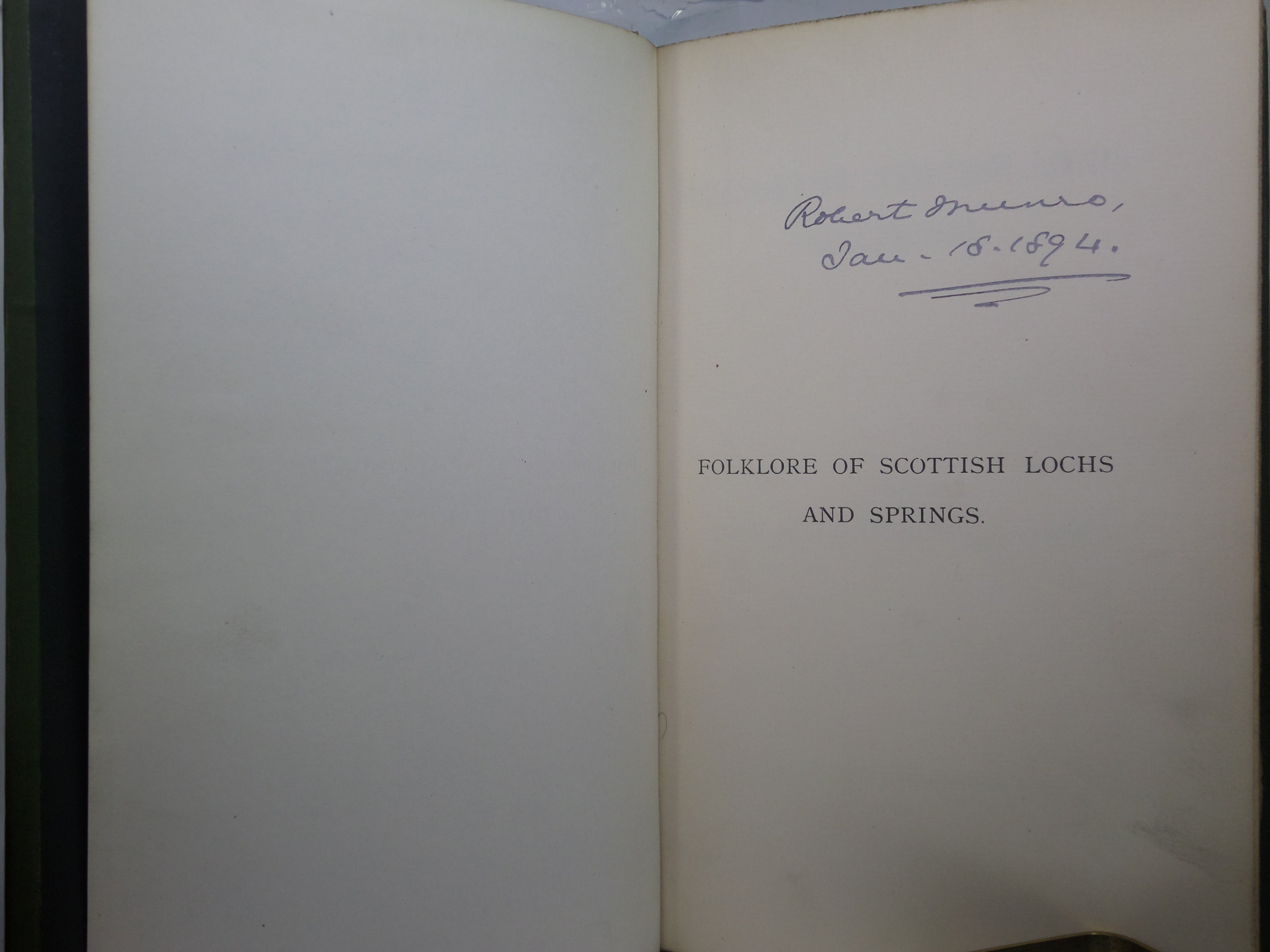 FOLKLORE OF SCOTTISH LOCHS AND SPRINGS BY JAMES M. MACKINLAY 1893 FIRST EDITION